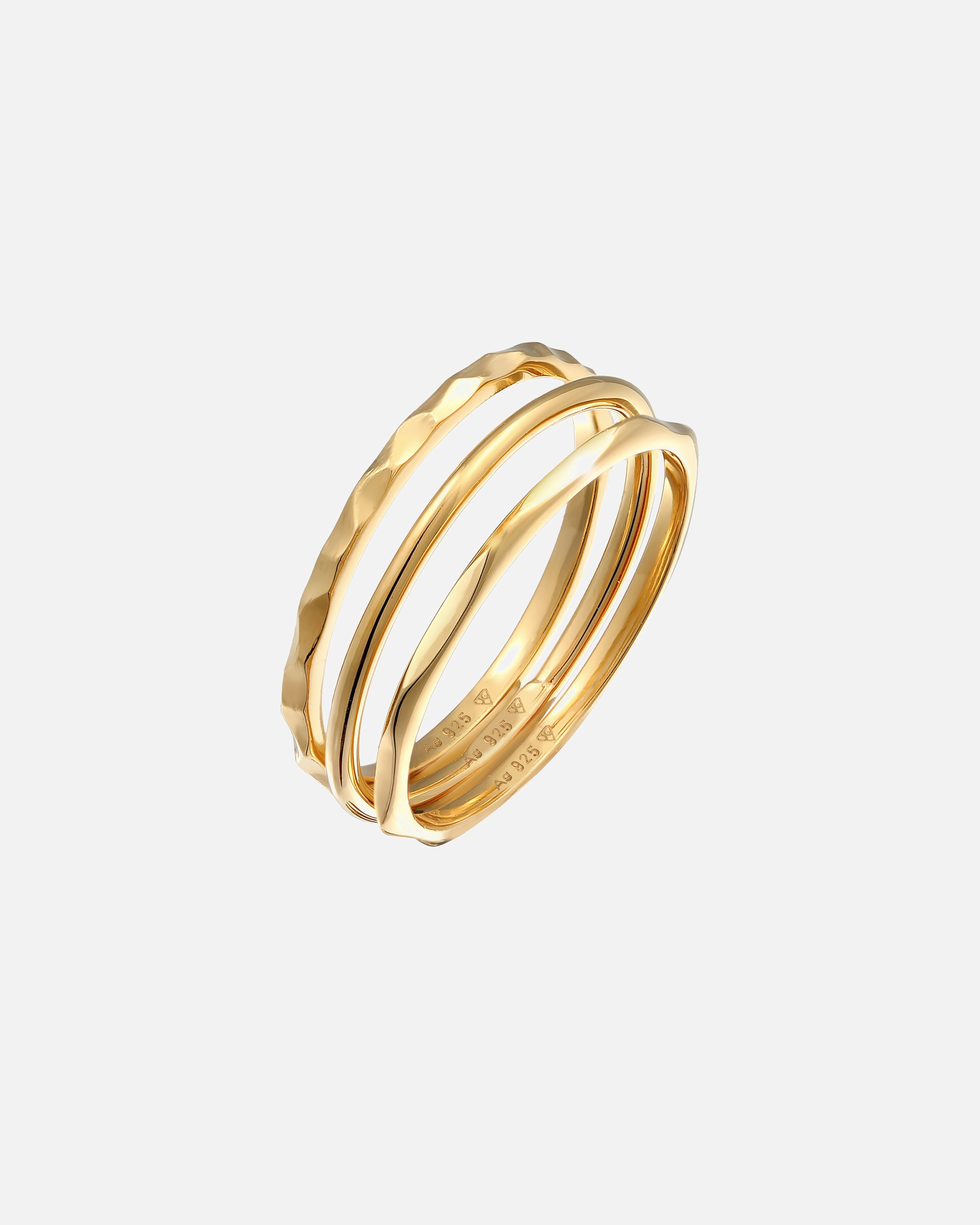 Bague pour Femme Elli Stapelringe Stacking Bandring 3er Set 925 Silber 54