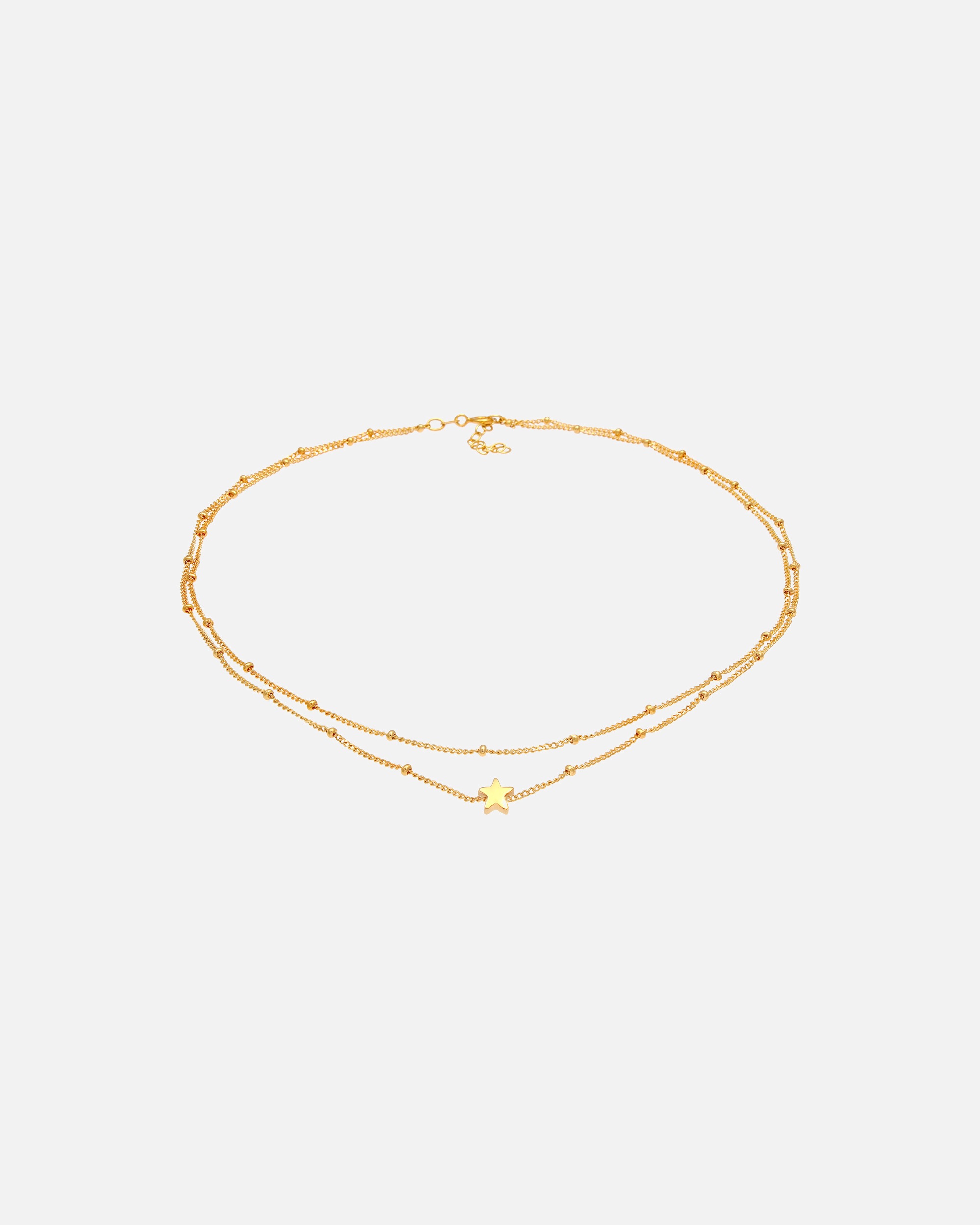 Collier pour Femme Elli Étoile de chaîne à boules en plaqué or en 925/1000 argent massif goldfarben