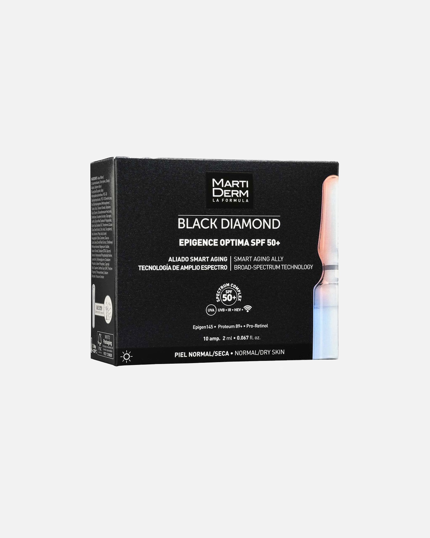 Soin anti-âge pour Unisexe Martiderm Ampoules BLACK DIAMOND EPIGENCE OPTIMA pour peaux normales-sèches SPF50+ 2 ml