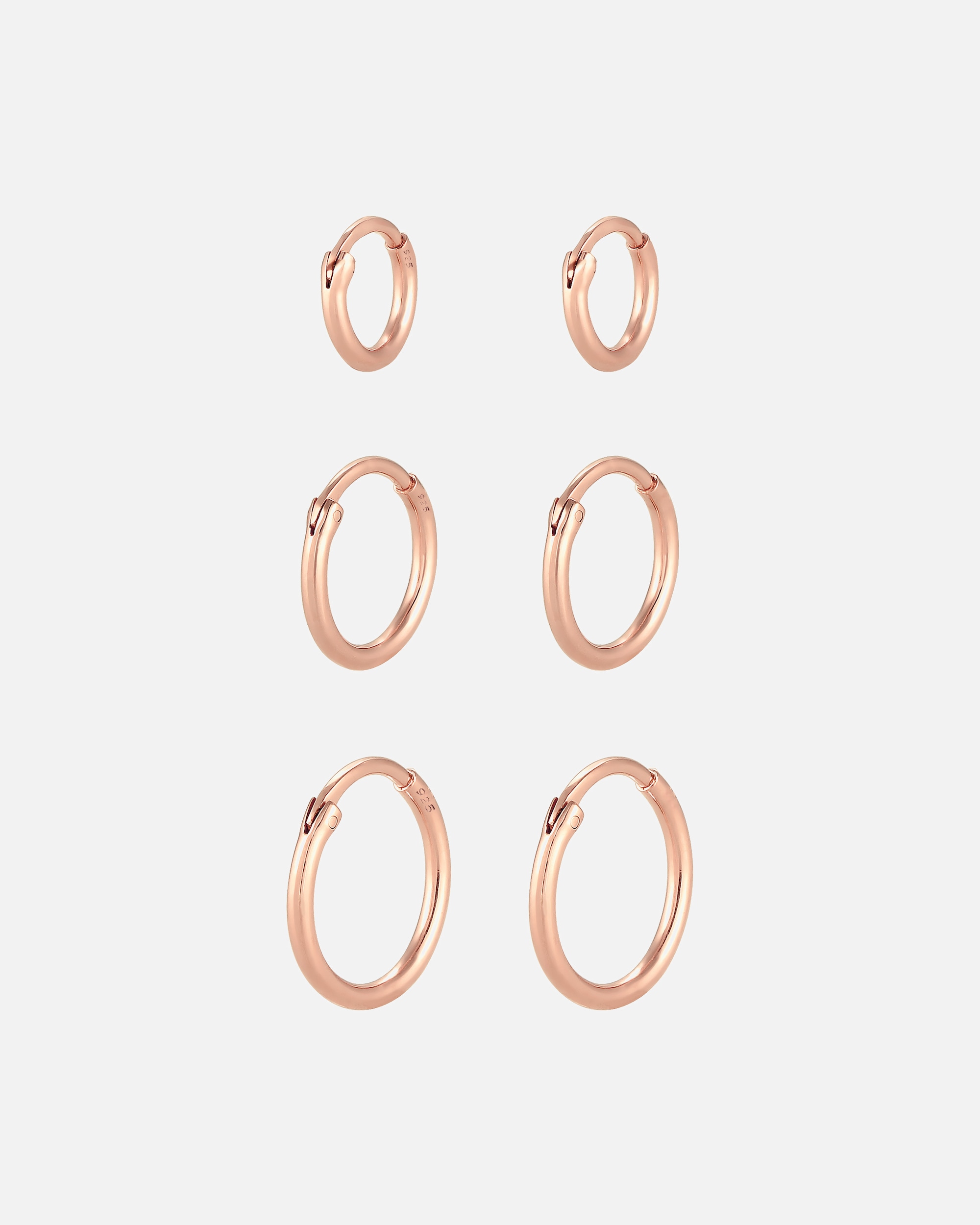 Boucles d'oreilles pour Femme Set de créoles Trio Basic Must-Have Trend Argent 925 rosefarben