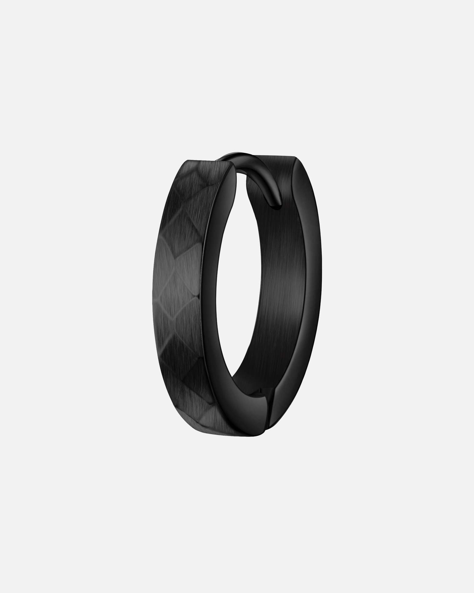 Créoles pour Homme True Rebels Boucles d´oreilles en Acier inoxydable en Noir 15,4 mm