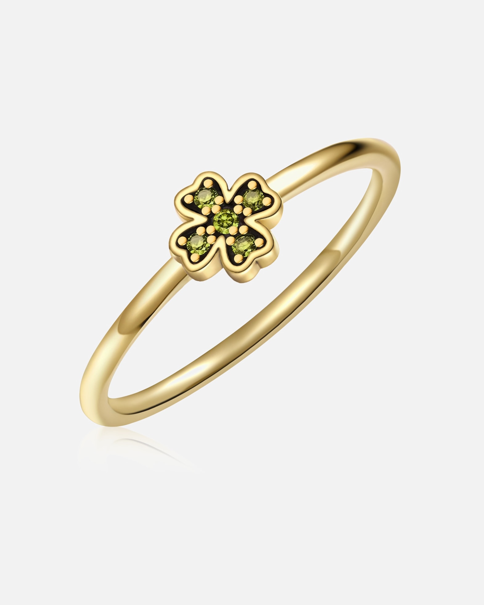 Bague pour Femme Glanzstücke München Bague Feuille de trèfle en Argent sterling en Or jaune 60