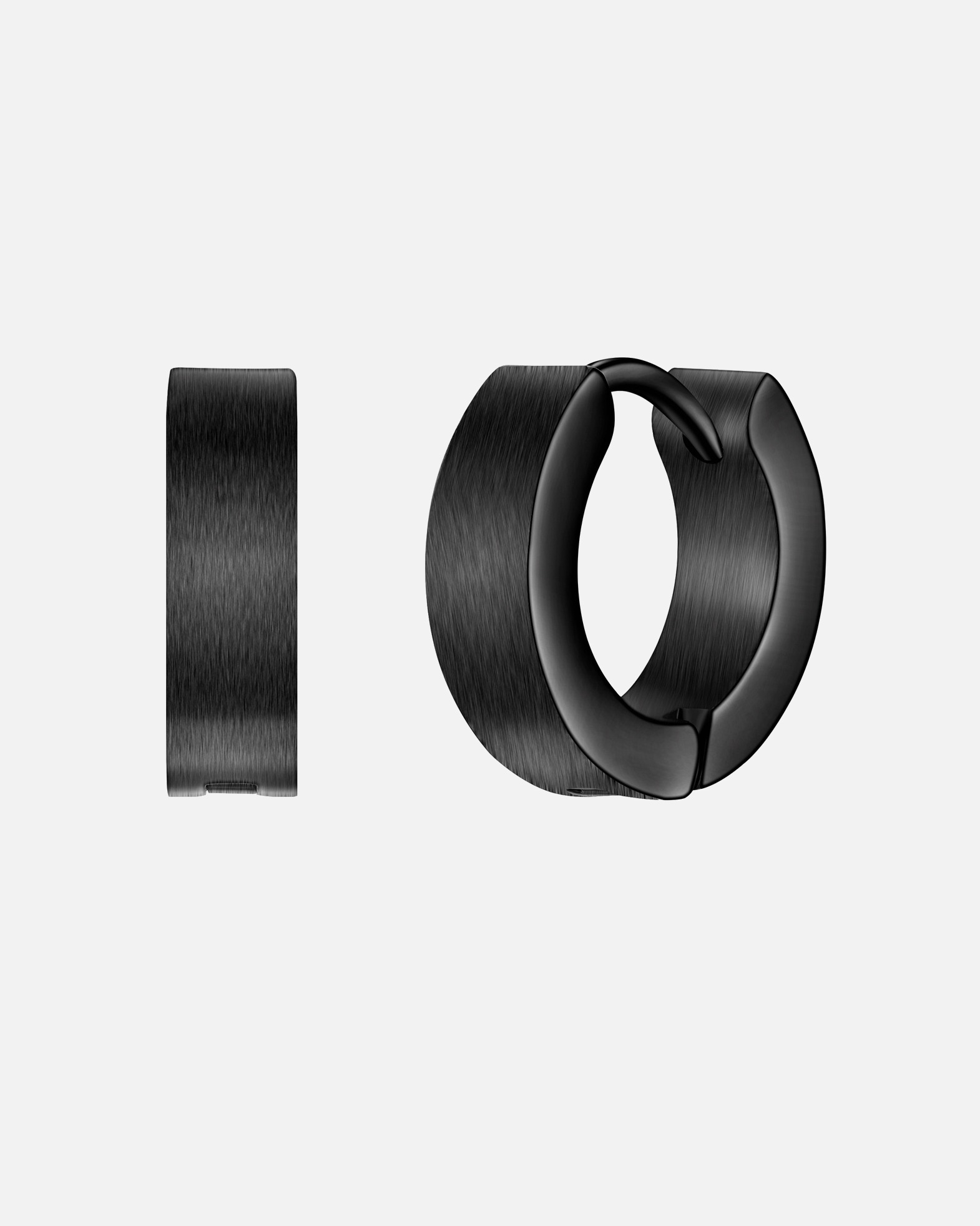 Créoles pour Homme True Rebels Boucles d´oreilles en Acier inoxydable en Noir 12,7 mm