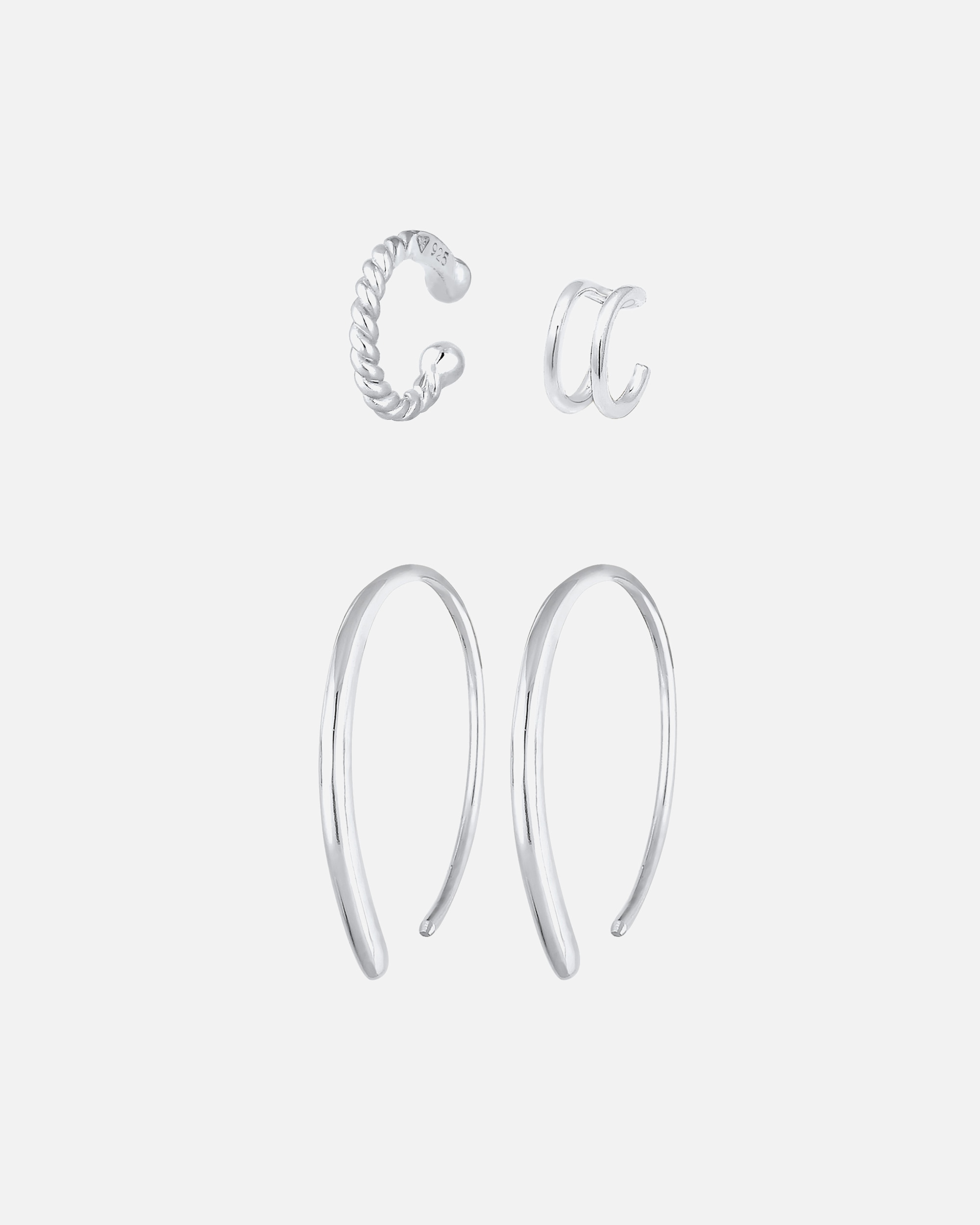 Boucles d'oreilles pour Femme Elli Set basique créoles Earcuff blogueur Tendance 925 Argent silberfarben