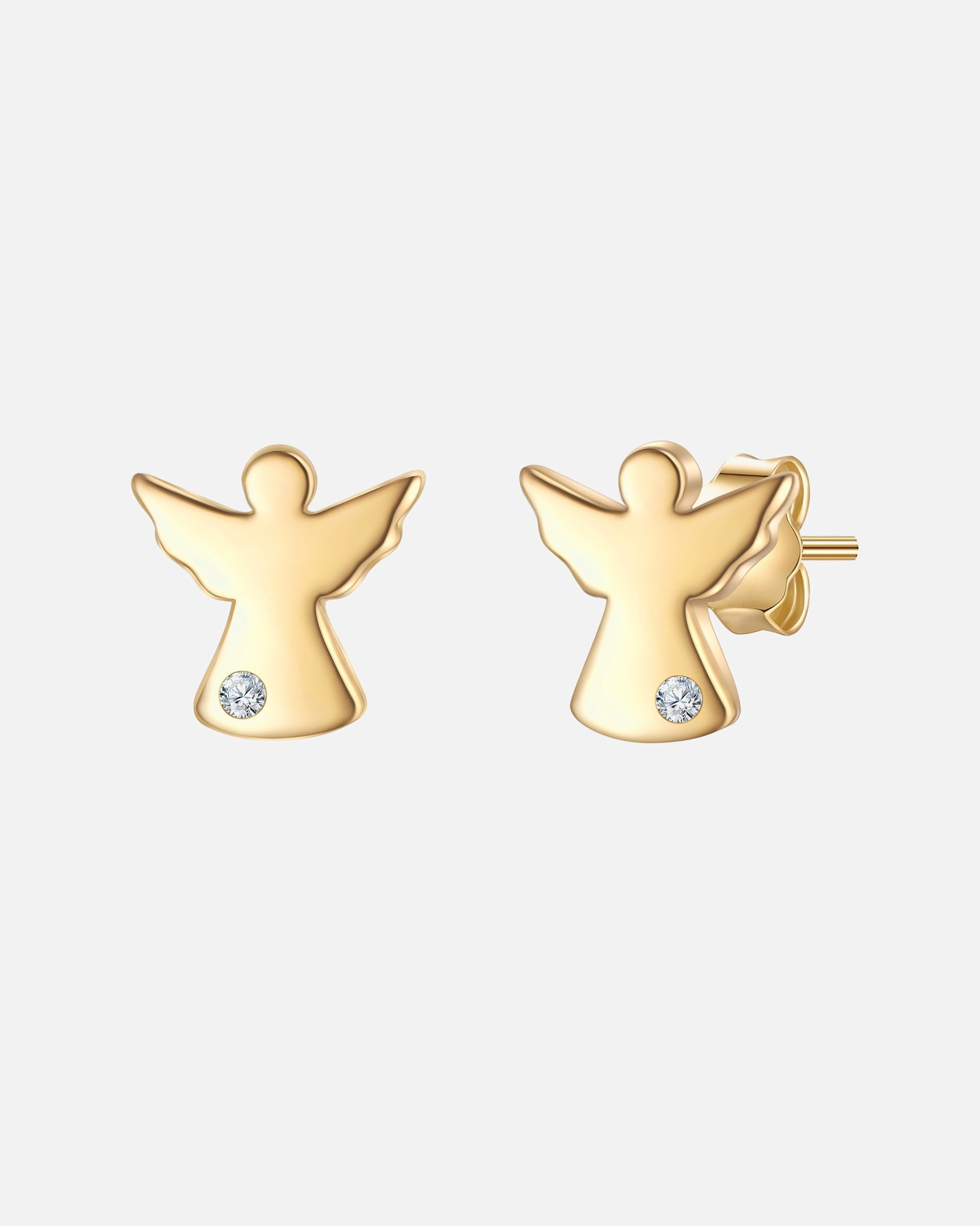 Boucles d'oreilles pour Femme Glanzstücke München Boucles d'oreilles Ange en Argent Sterling en or jaune avec Diamant de Synthèse 7,8 mm