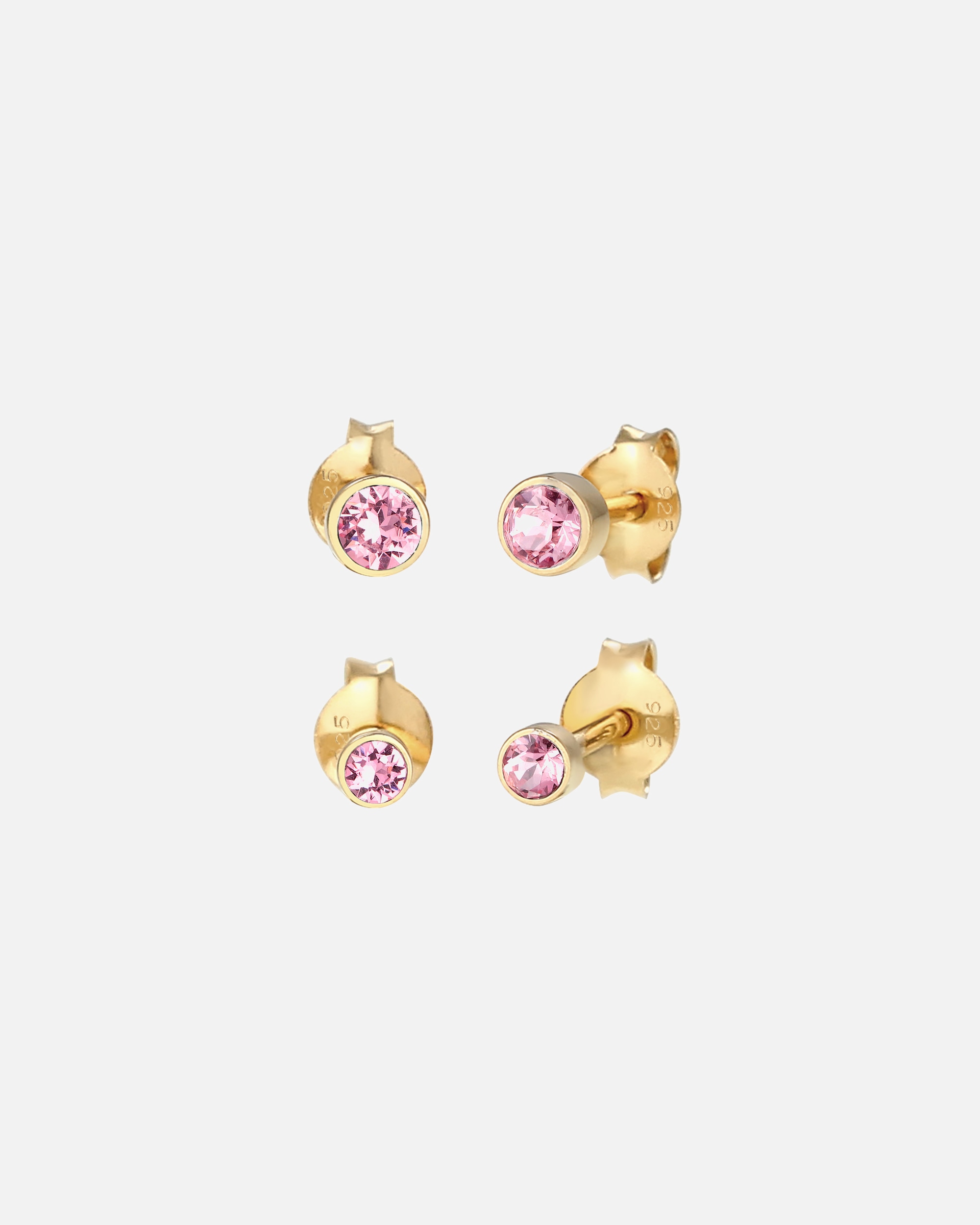 Boucles d'oreilles pour Femme Elli Femmes clous d'oreilles Basique set de 2 avec cristal rose en argent sterling 925 goldfarben