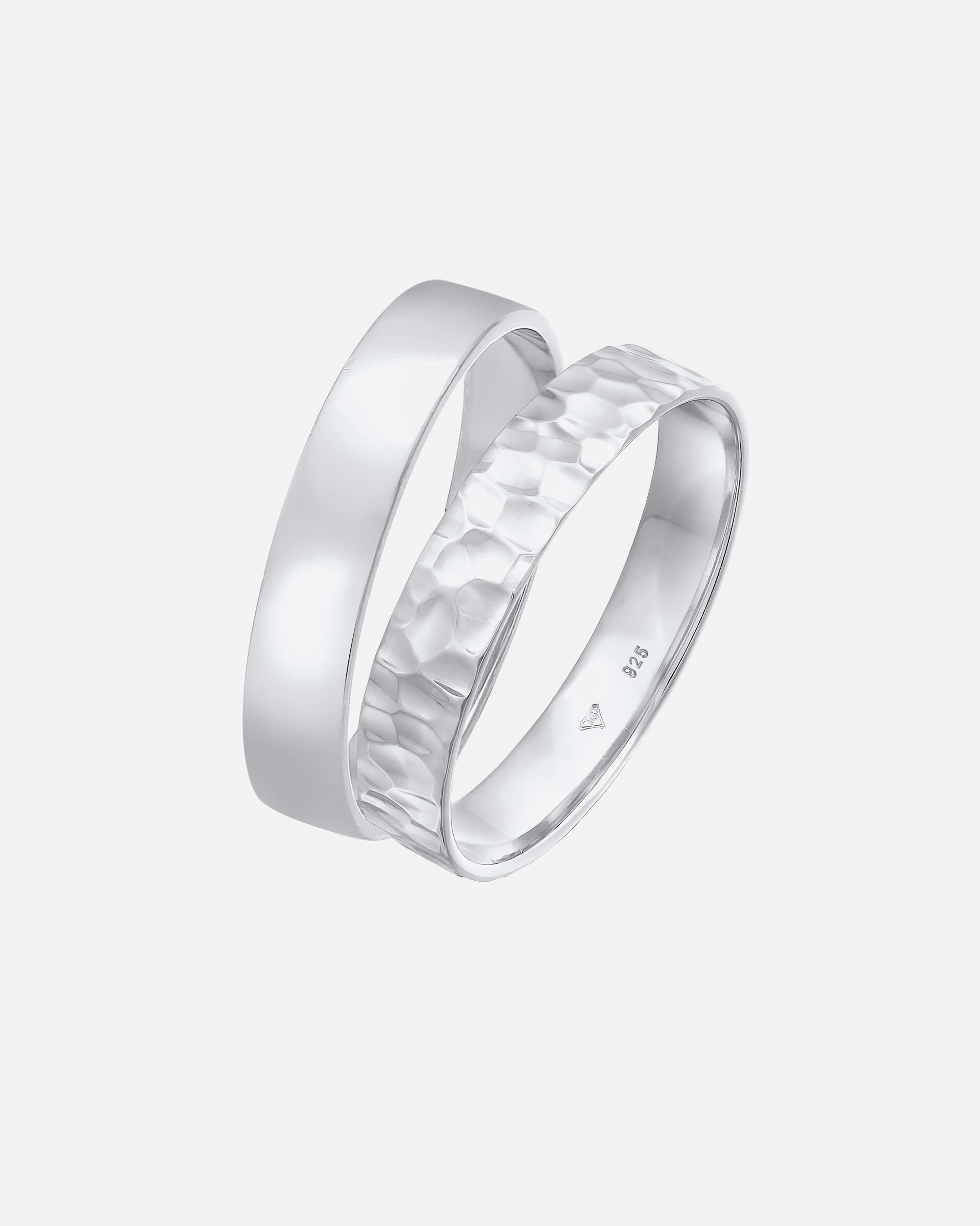 Bague pour Homme KUZZOI Set Unisex Basic Gehämmert 925 Silber 54