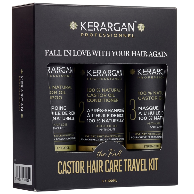 Kerargan - Kerargan - Kit de Voyage Anti-Chute à Huile de Ricin - 3x100ml Coffrets soin cheveux 300 ml unisex