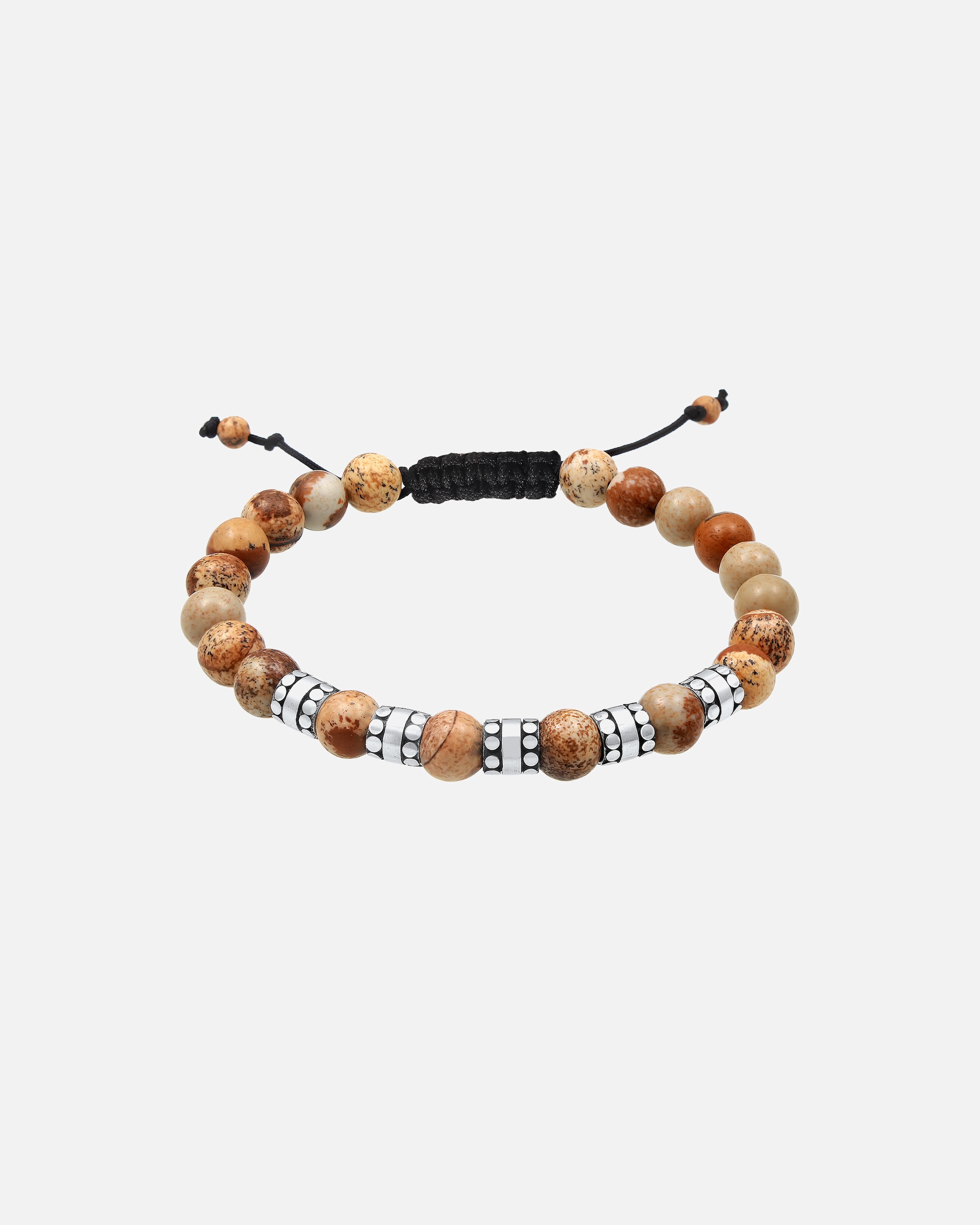 Bracelet pour Homme KUZZOI Hommes boule d'agate Jasper look en argent sterling 925 19