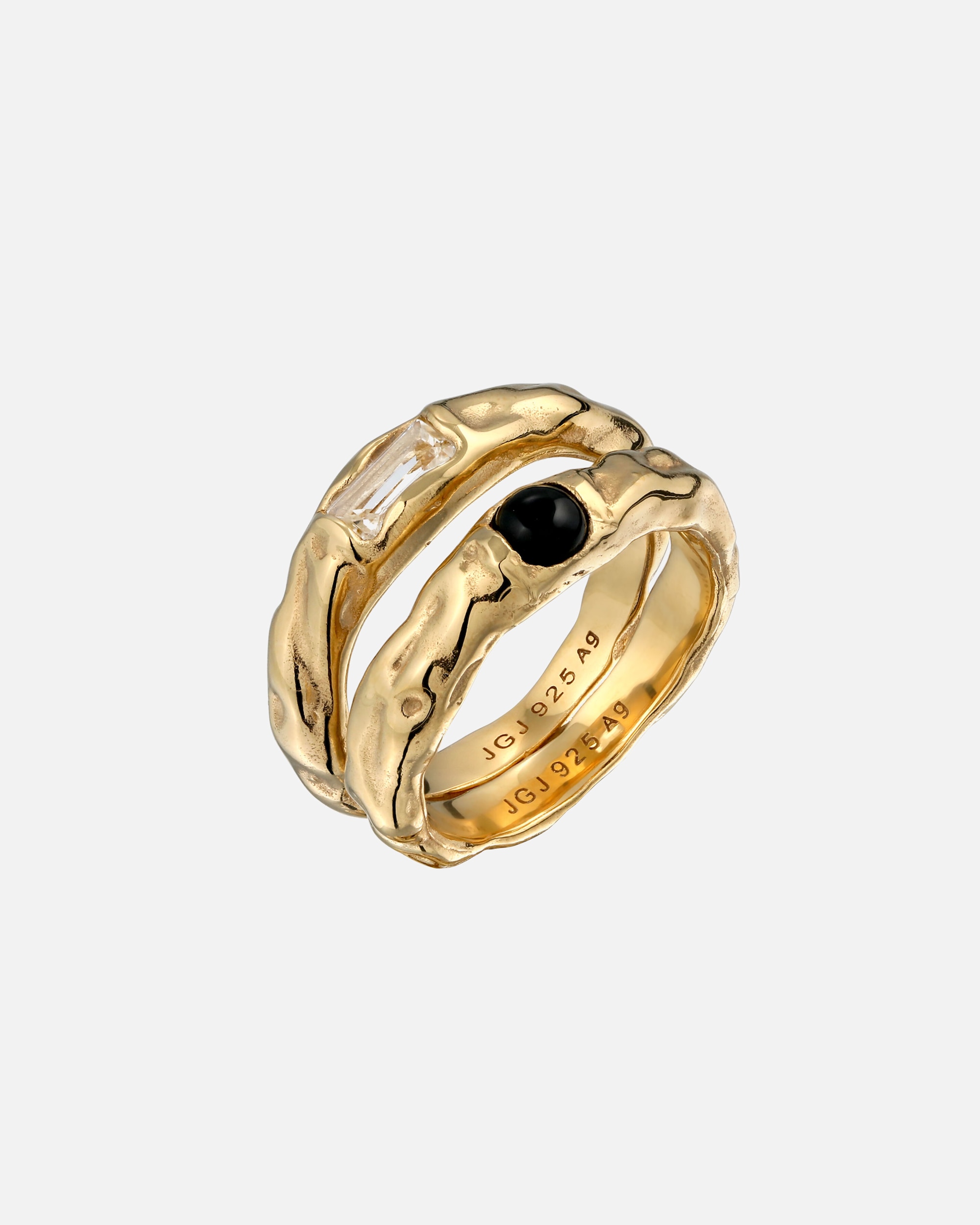 Bague pour Femme Elli Bague rectangle Topaz noir 925 Sterling Silver 54