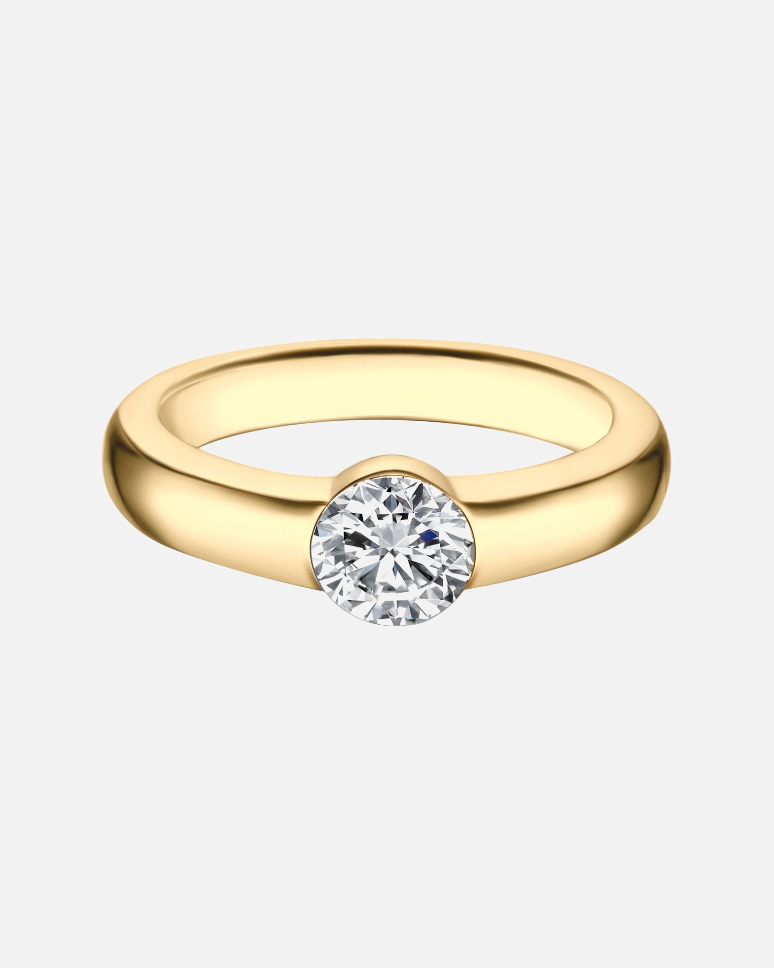 Bague pour Femme Trilani Bague bande en argent sterling en Gelbgold avec zirconium 52