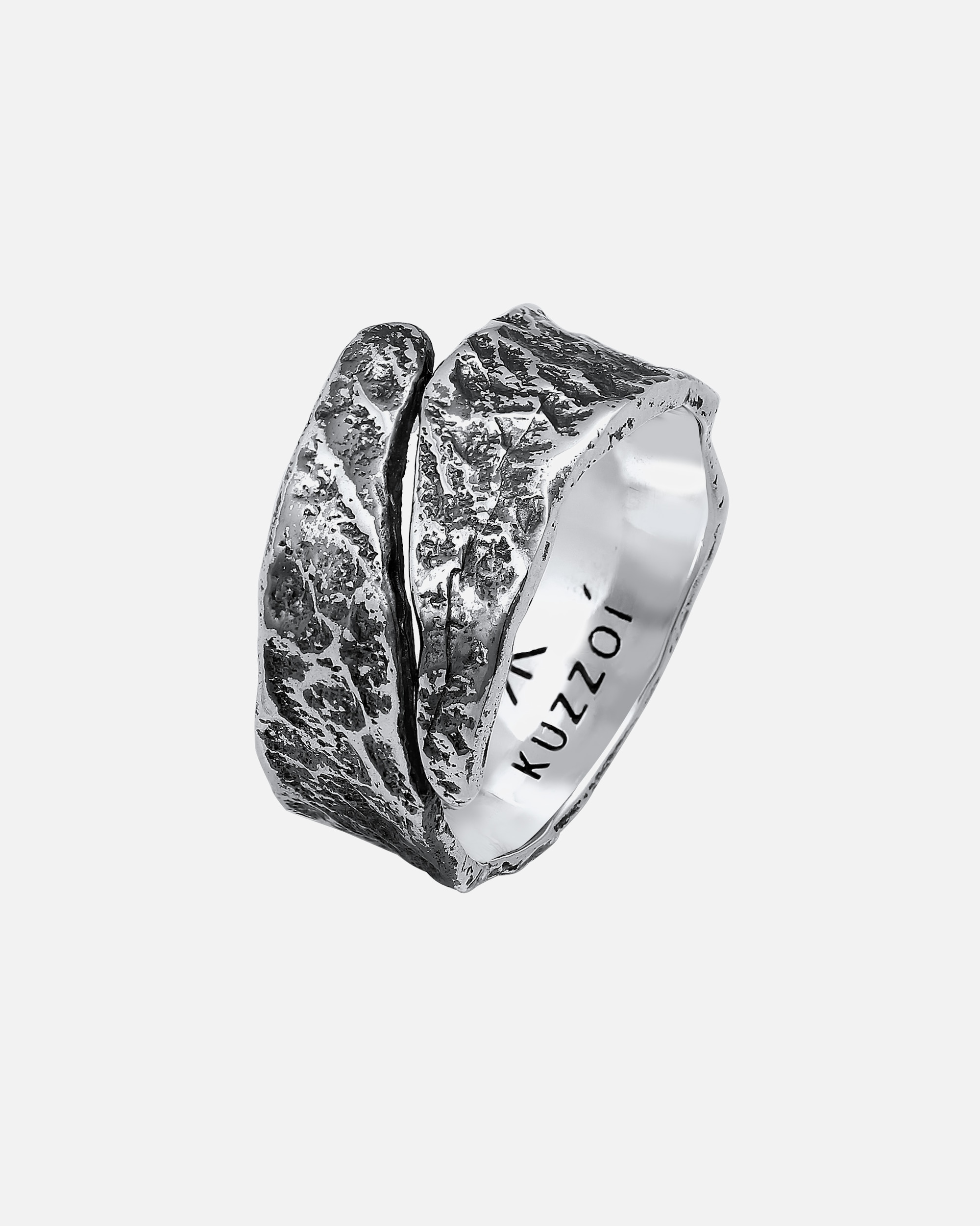 Bague pour Homme KUZZOI Bague pour homme Structure usagée d'aspect oxydé en argent sterling 925 60