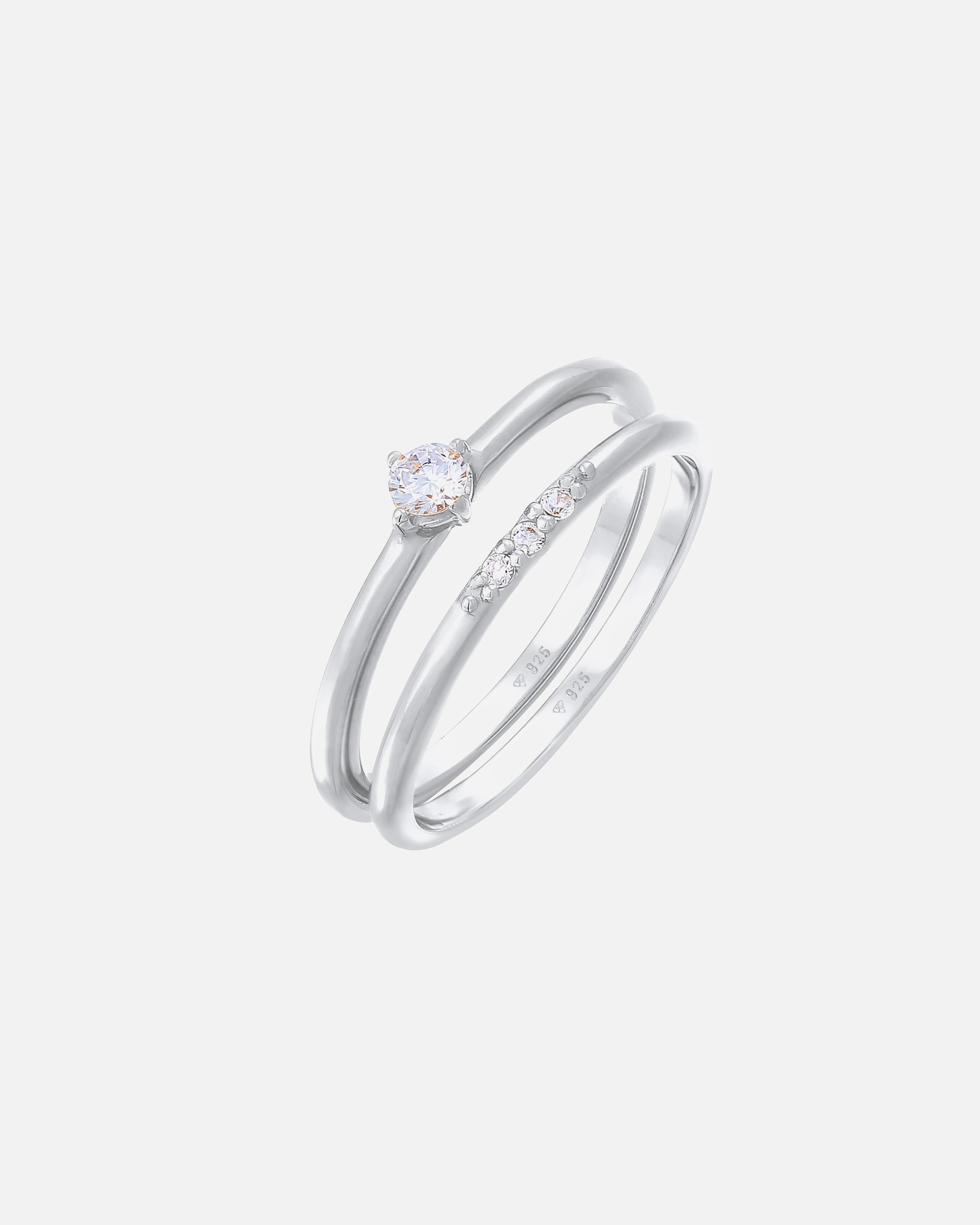 Bague pour Femme Elli Zirconia Solitaire Tendance Set Argent 925 50