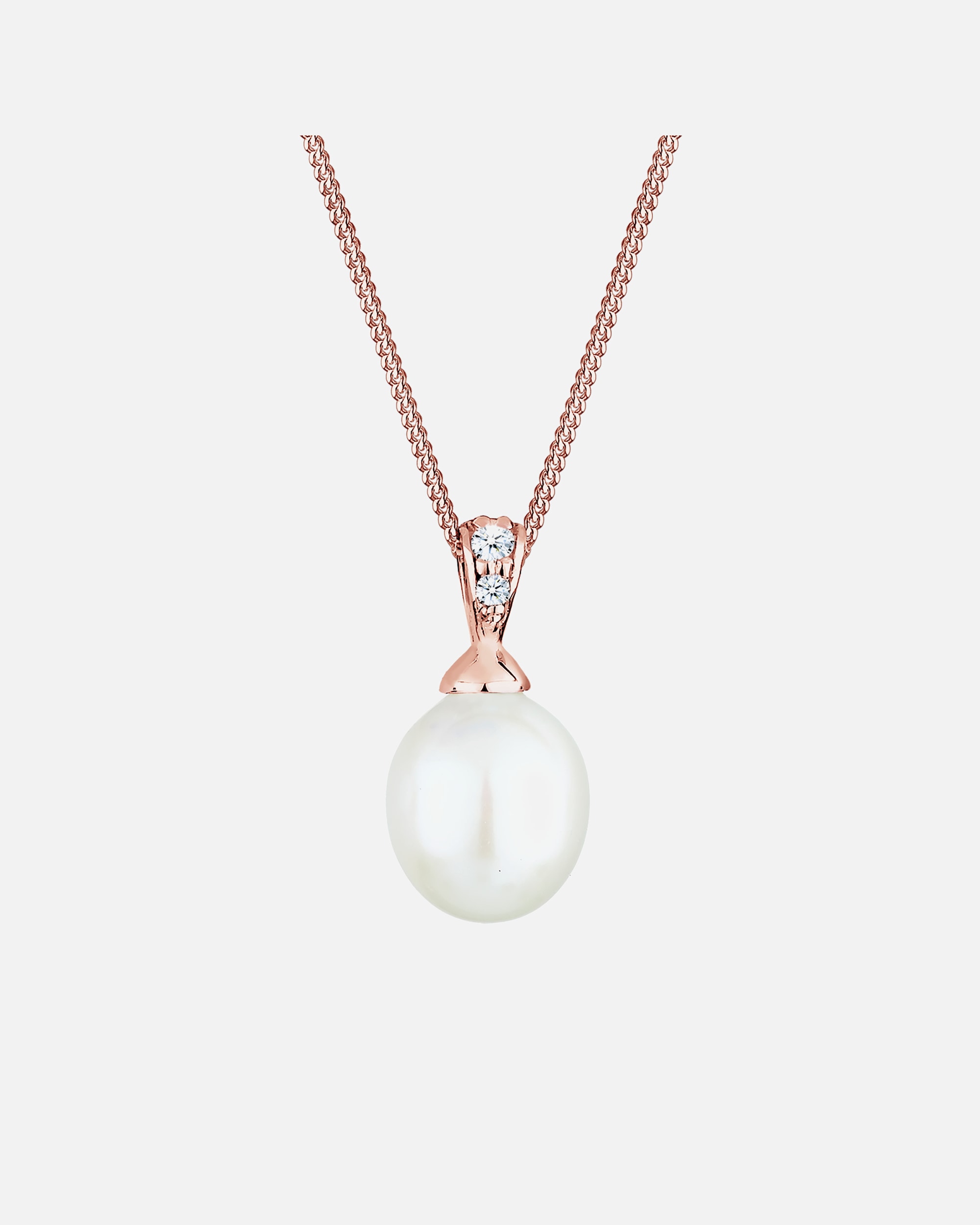 Collier pour Femme Classique Perle Diamant (0.04 ct.) Argent 925 Rosé