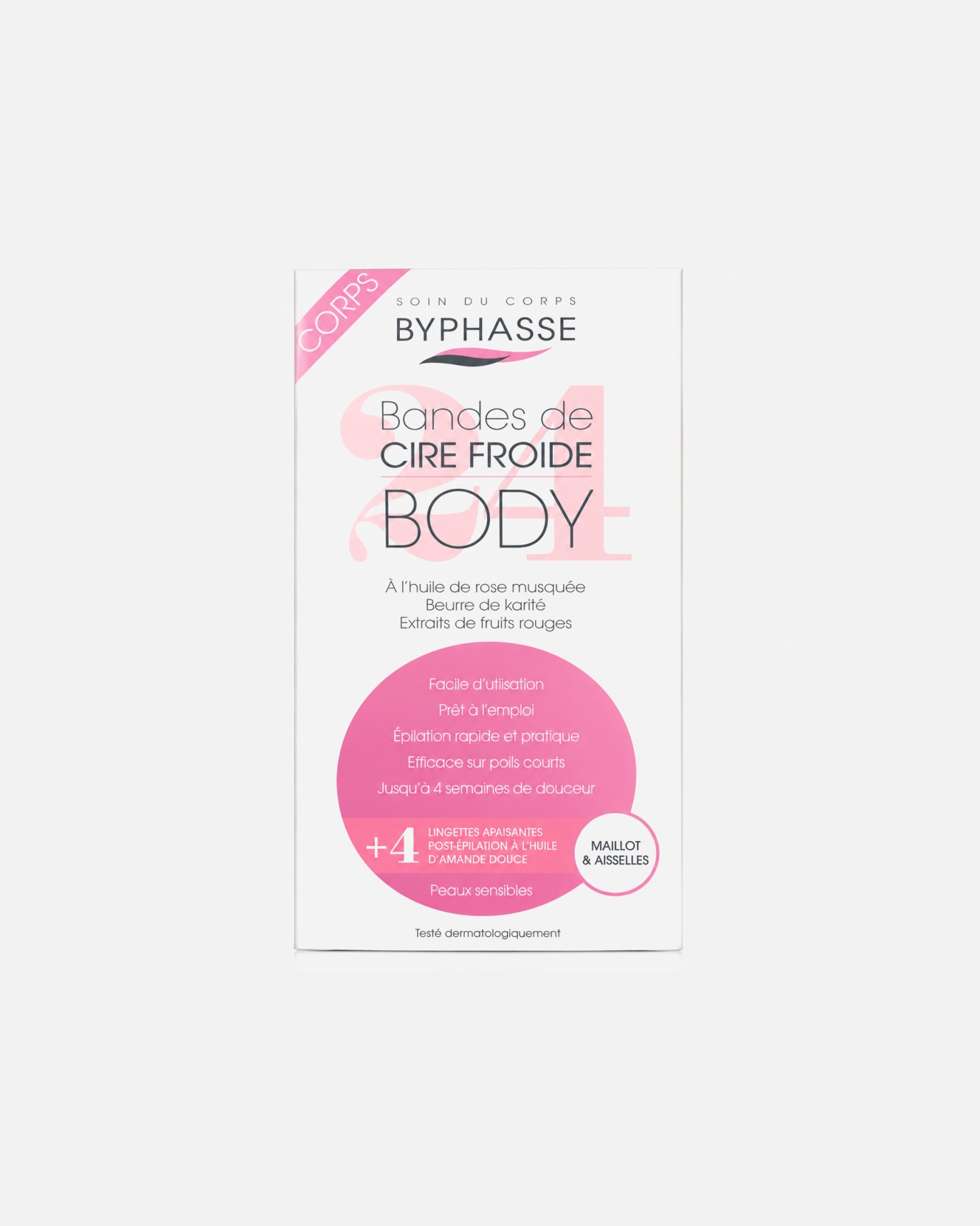 Kit de rasage pour Unisexe Byphasse Bandes de Cire Froide - Maillot et Aisselles - 24 Unités 24 Pièce