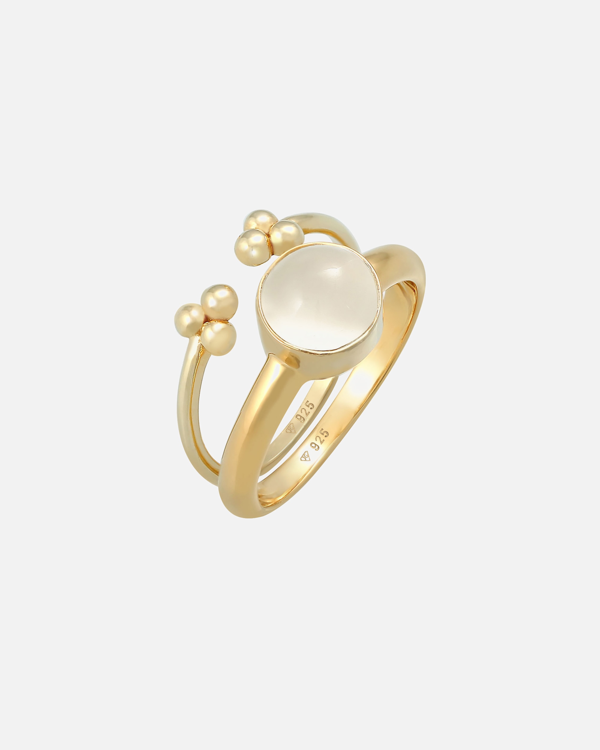 Bague pour Femme Elli PREMIUM Pierre de Lune ronde Boule Set de 2 pièces 925 Argent 56