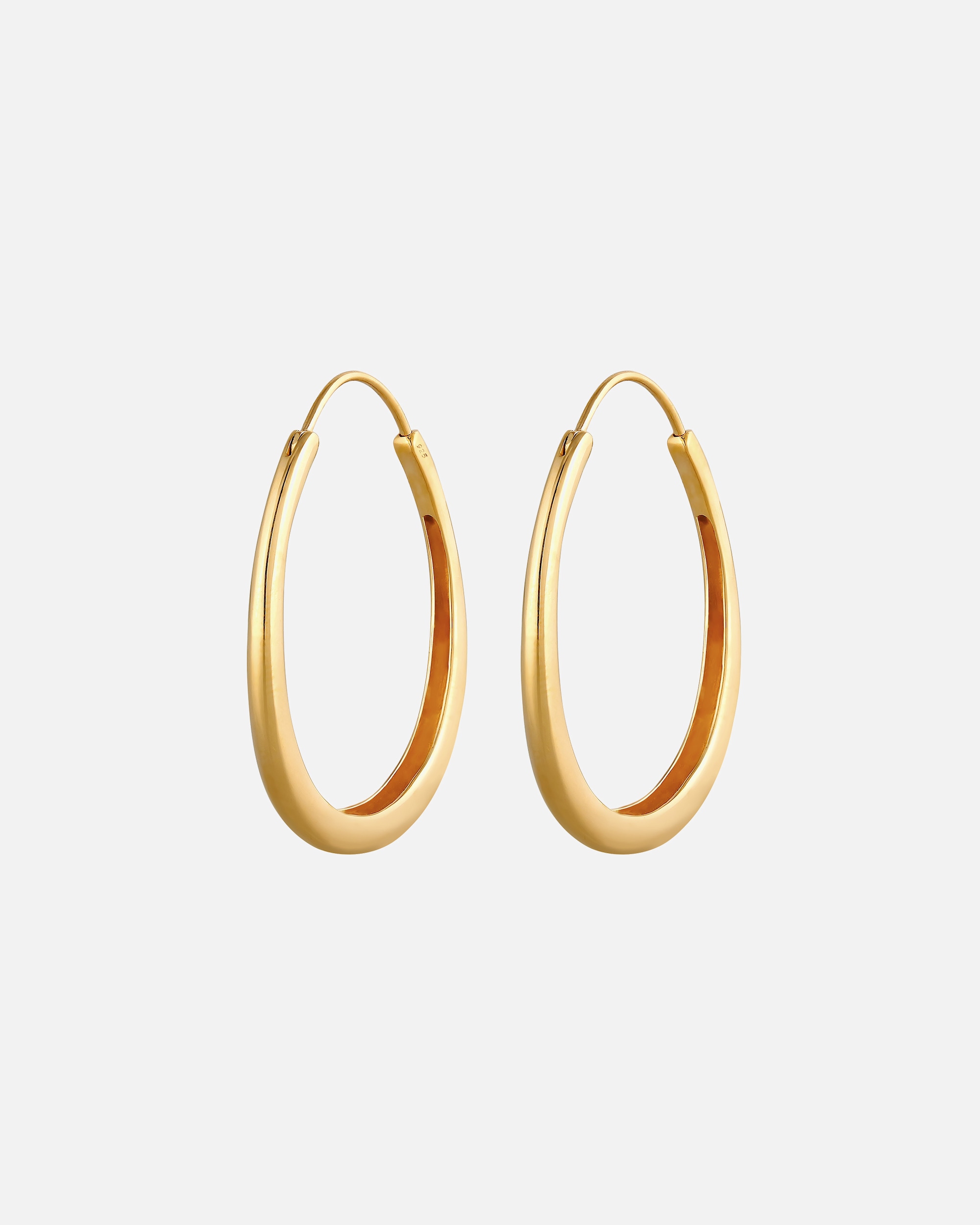Boucles d'oreilles pour Femme Elli Basic Créoles Pendentif Ovale Géo Tendance 925 Argent goldfarben