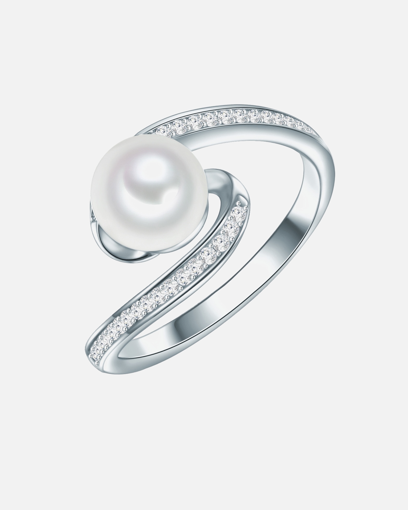 Bague pour Femme Valero Pearls Bague Argent sterling Oxyde de zirconium (CZ) Perle de culture d'eau douce en Argent 58