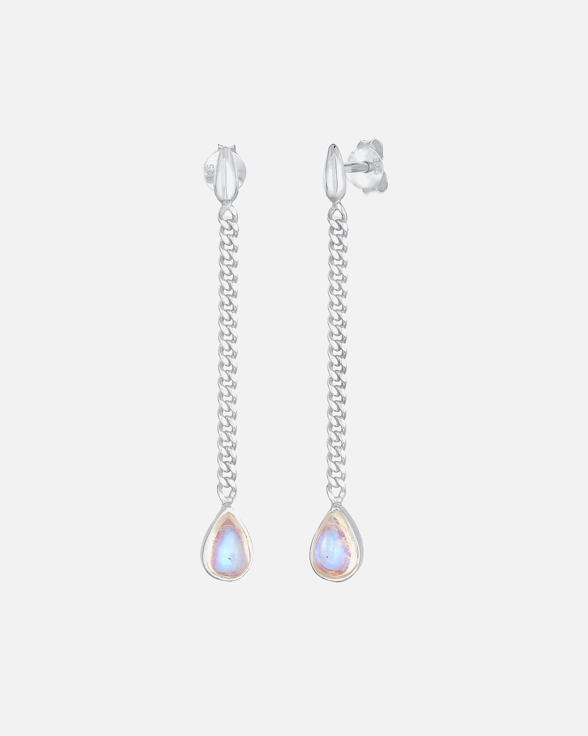Boucles d'oreilles pour Femme Elli PREMIUM Boucles d'oreilles pour femmes en chaîne élégante tendance avec pierre de lune en argent sterling 925 silberfarben