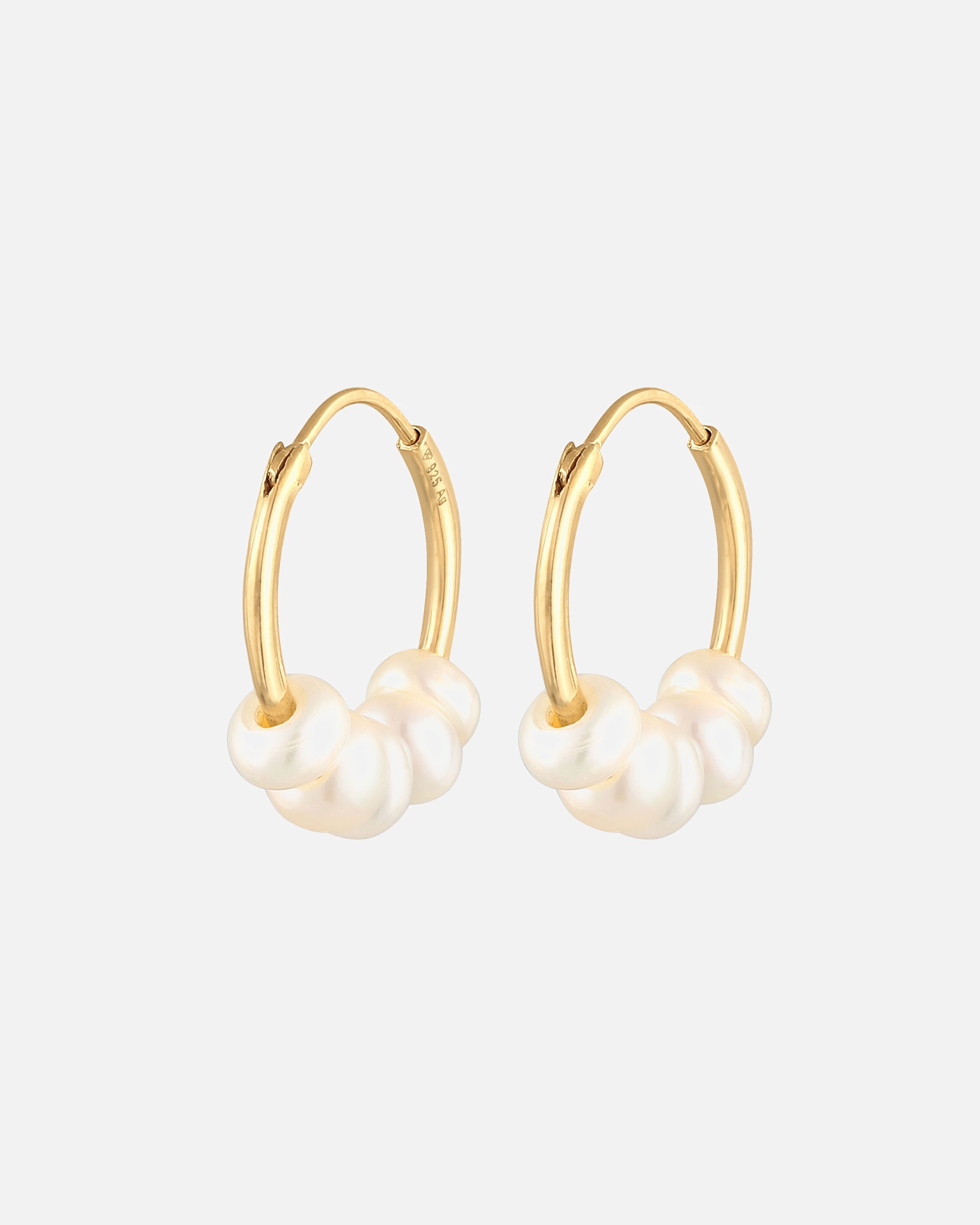 Boucles d'oreilles pour Femme Elli Créoles Femmes Bead Simple avec Perles de Culture d'Eau Douce en argent sterling 925 goldfarben