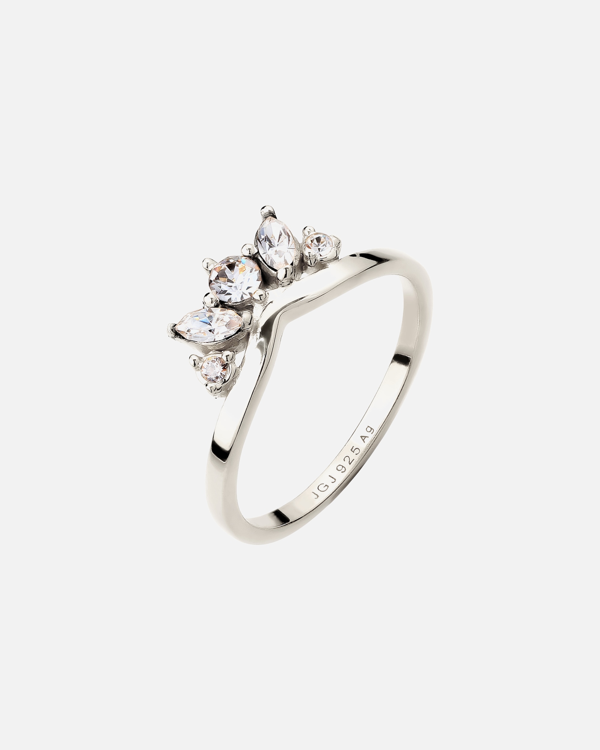 Bague pour Femme Elli Bague Couronne Swarovski Blanc 925 Sterling Silver 52