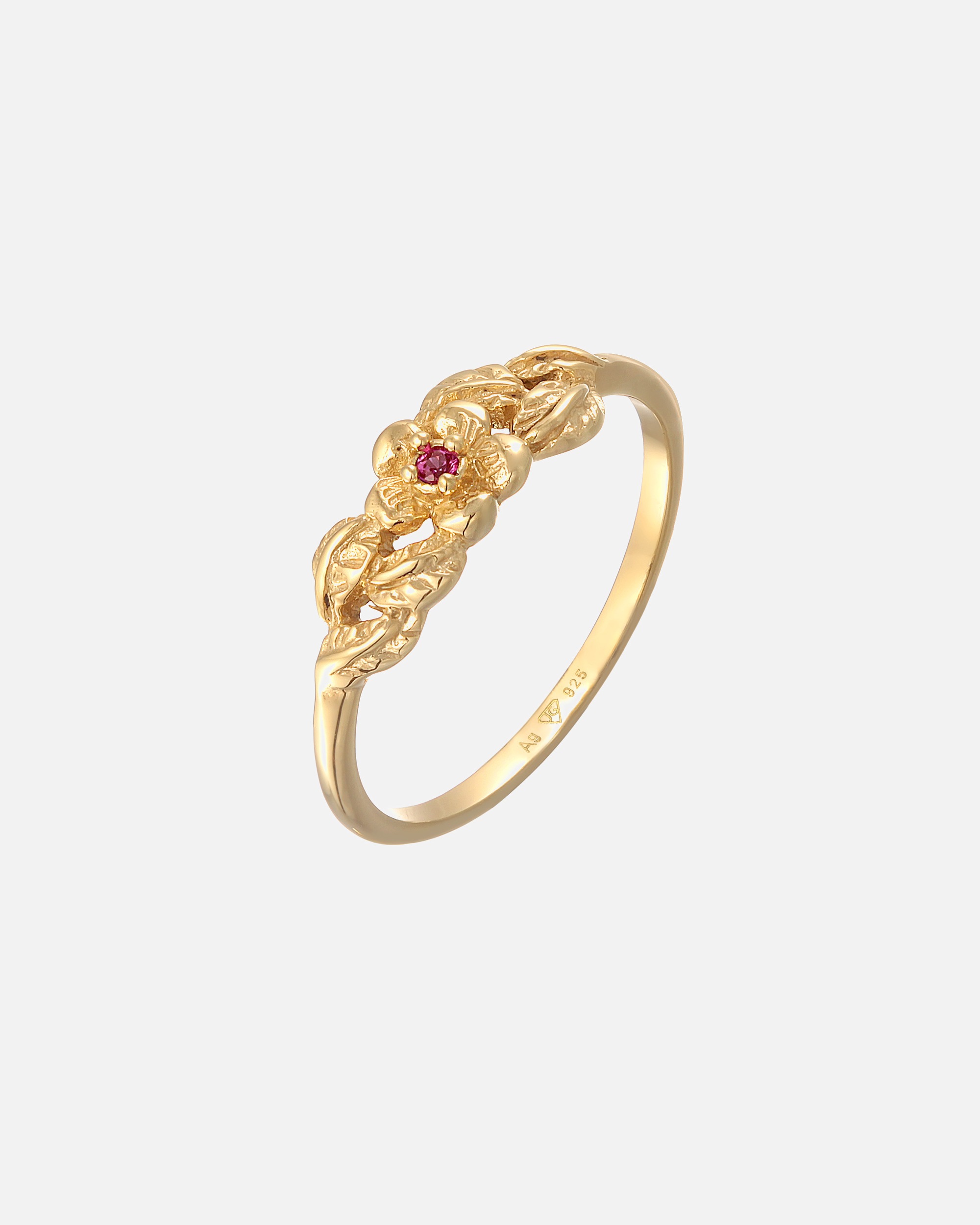 Bague pour Femme Elli Elli Ring Blume Floral Synthetischer Rubin 925 Silber vergoldet 54