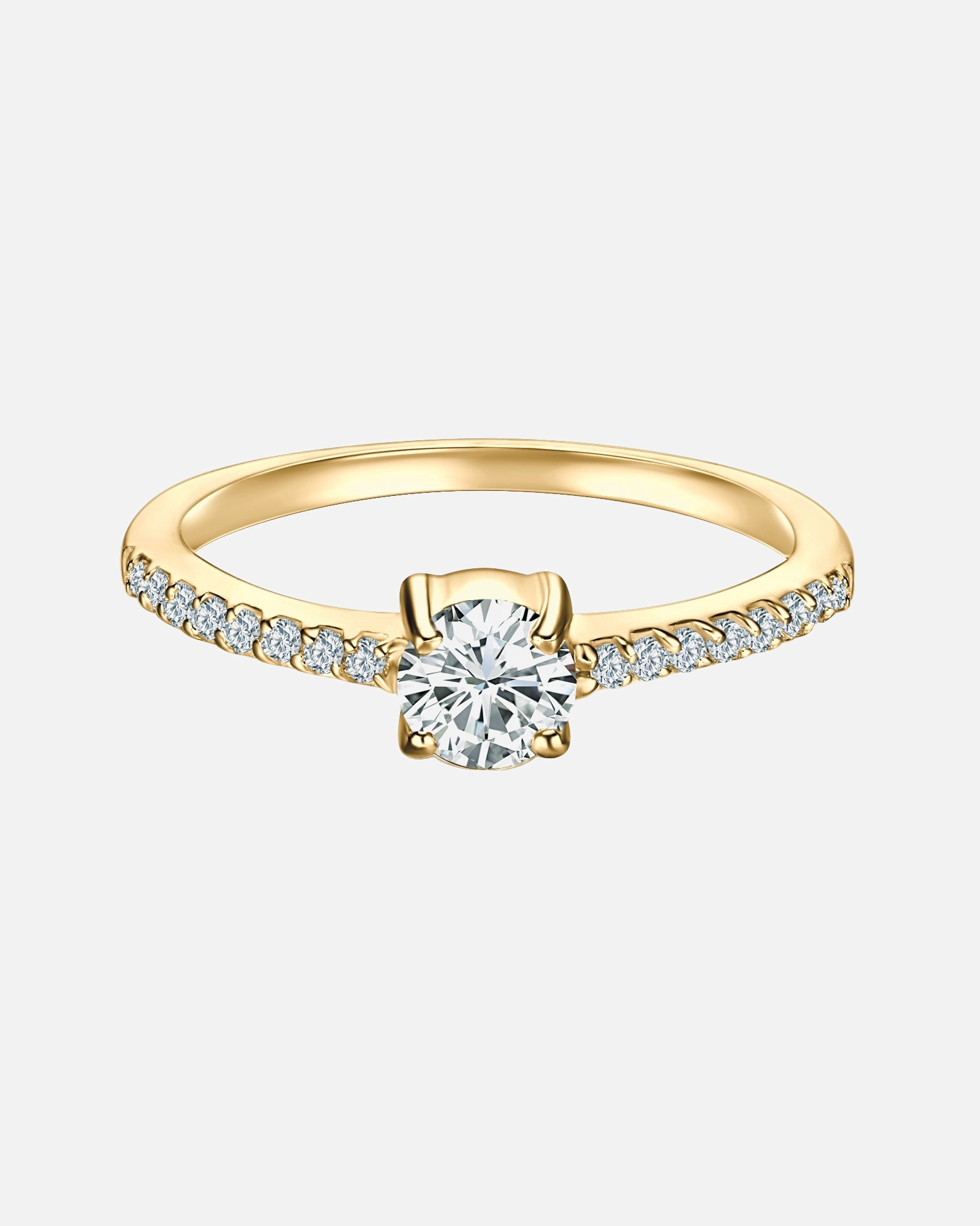 Bague pour Femme Trilani Bague Solitaire aus Sterling Silber in Gelbgold mit Zirkonia 56