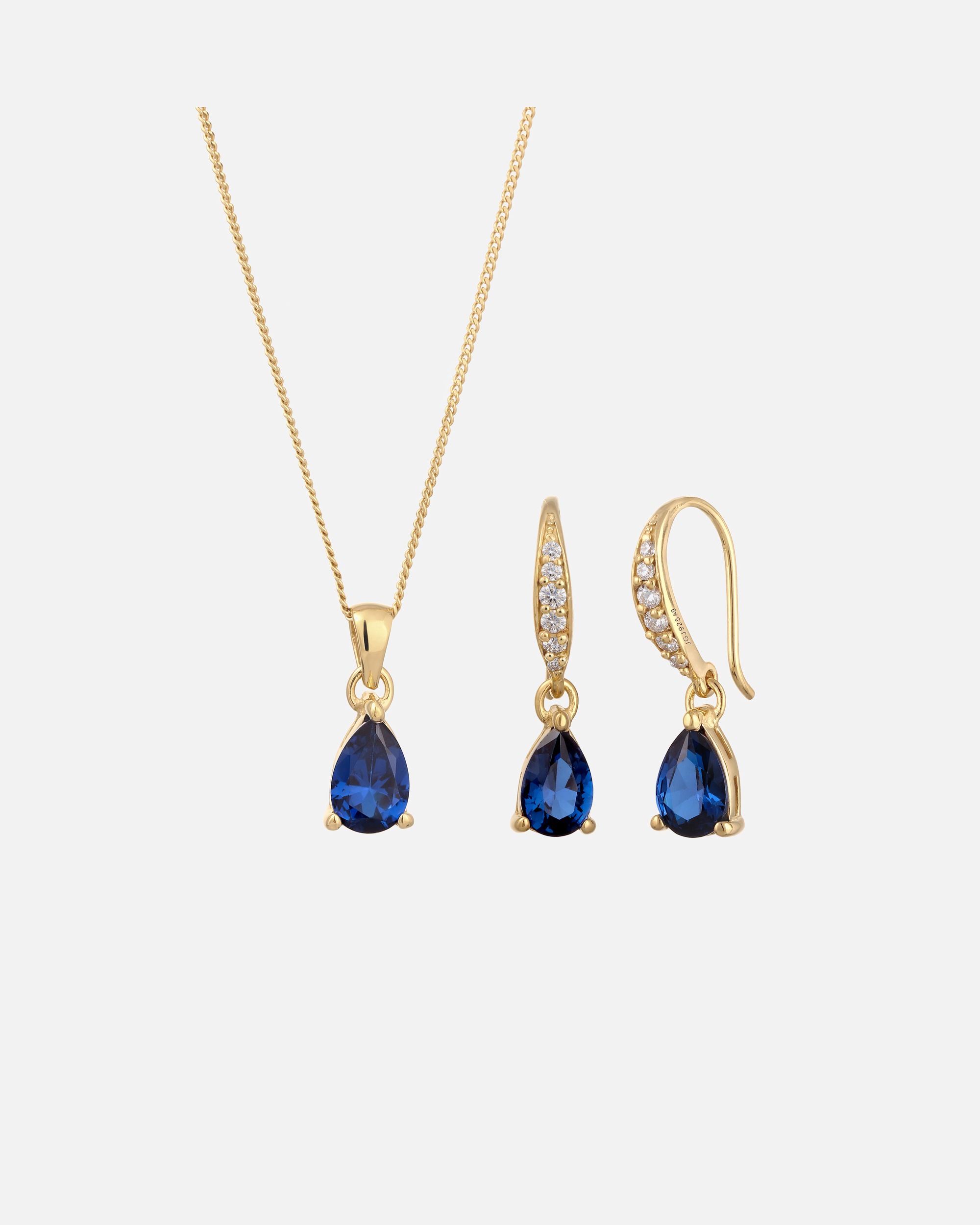 Parure de bijoux pour Femme Elli Bleu saphir goutte zirconium 925 Argent golfarben
