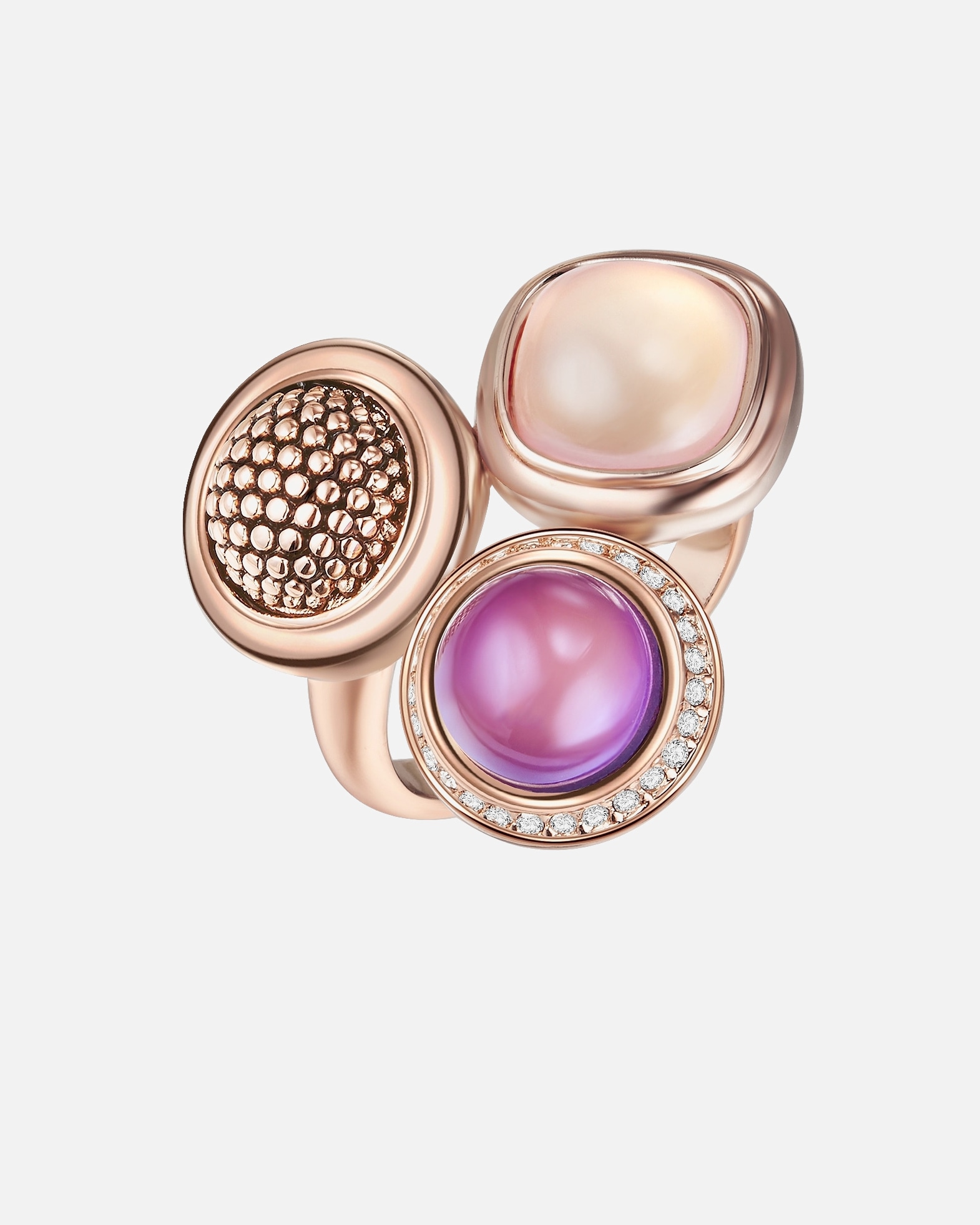 Bague pour Femme Lulu & Jane Bague Alliage de fer Verre en Or rose 50