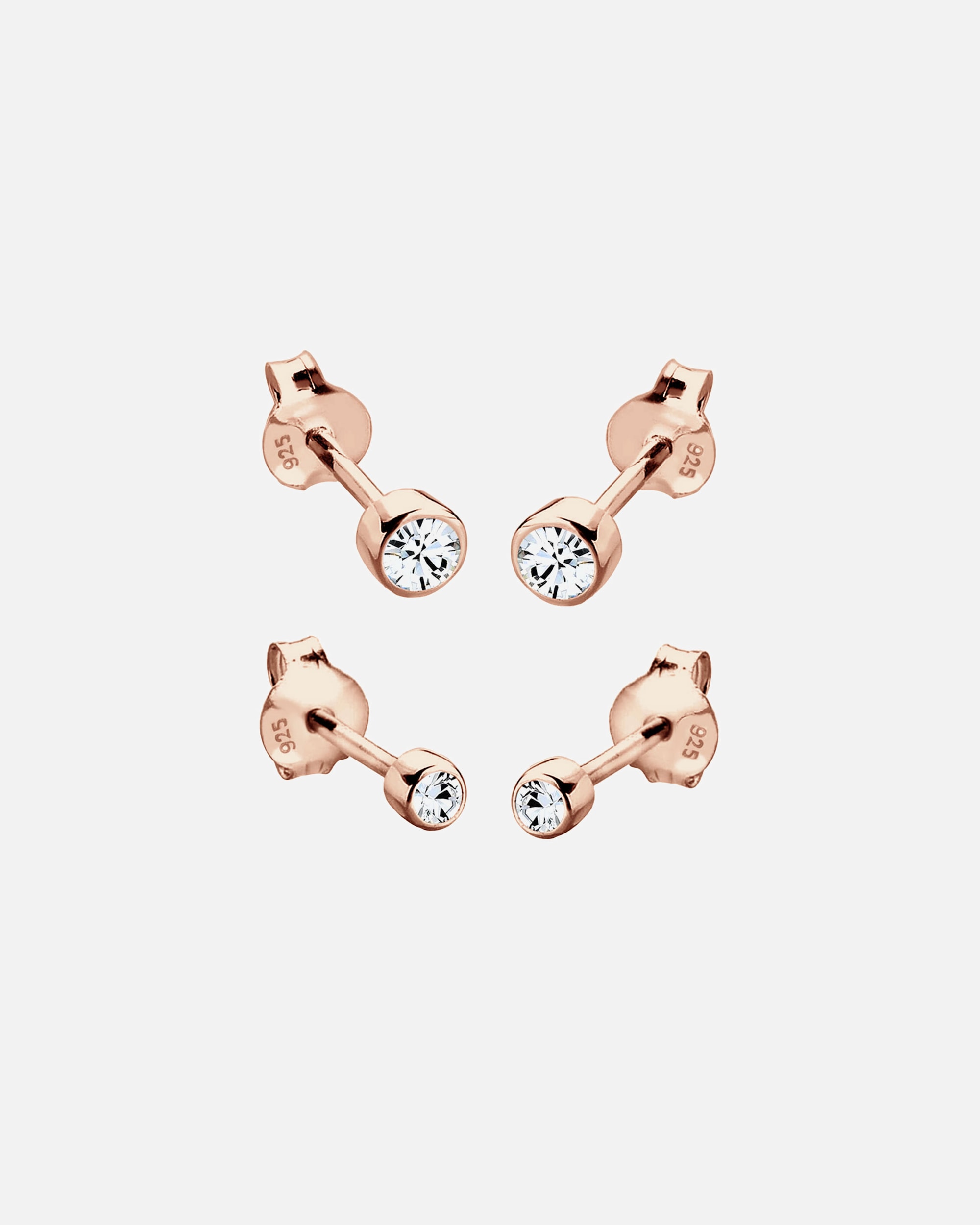 Boucles d'oreilles pour Femme Elli Femmes clous d'oreilles Basique set de 2 avec cristal en argent sterling 925 rosefarben