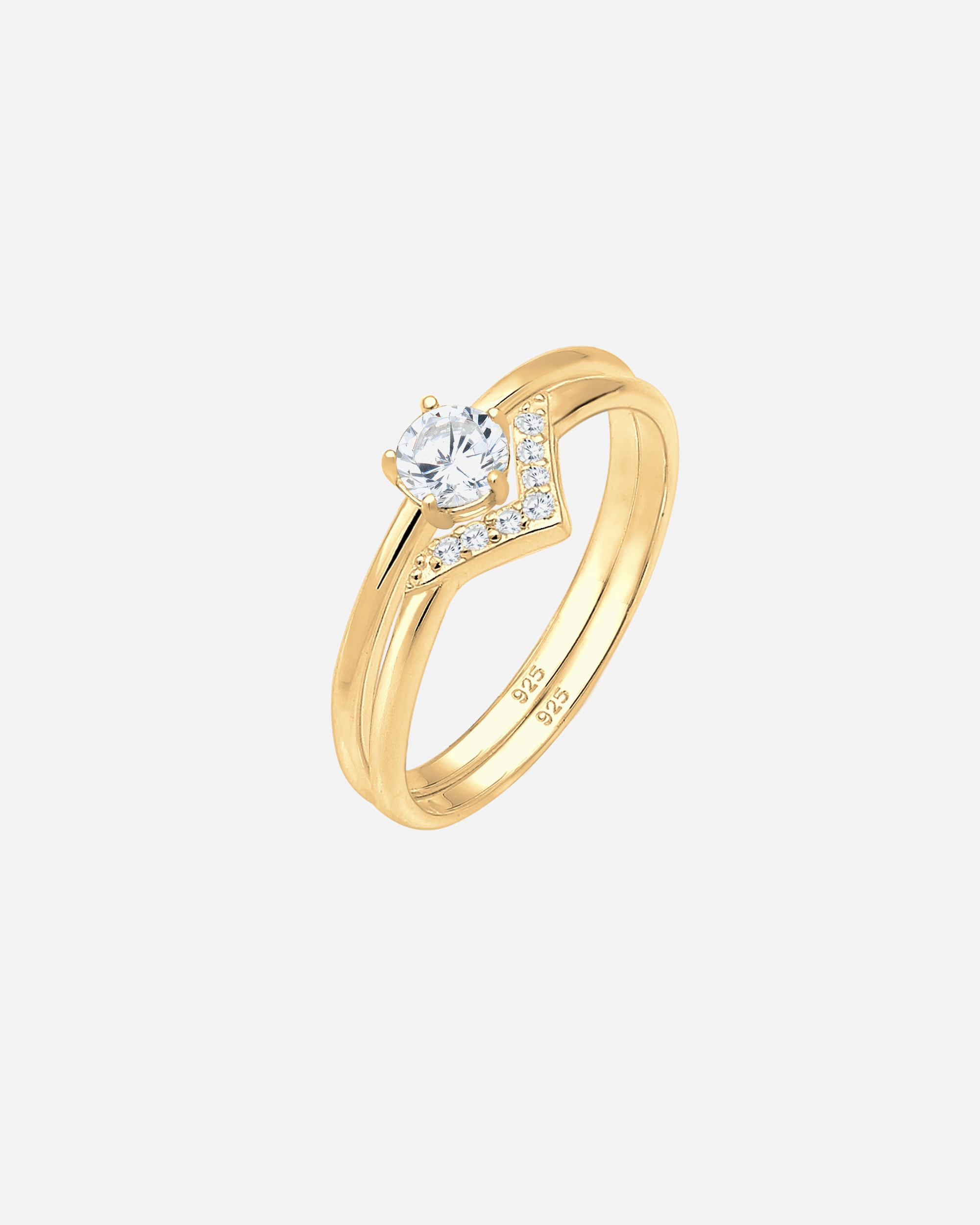 Bague pour Femme Elli Solitaire Triangle Géo Zirconia Cristaux de Zircone 925 Argent 58