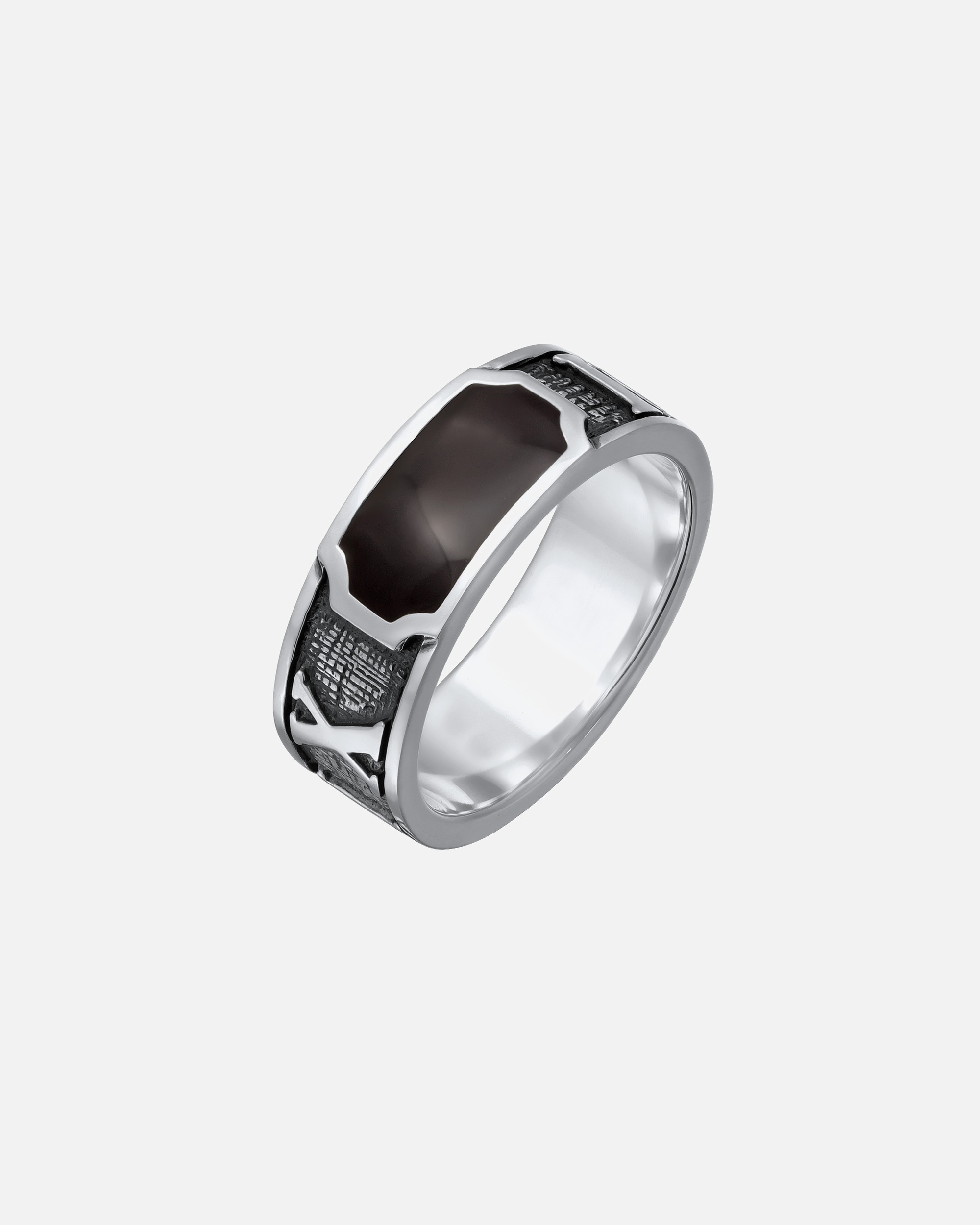 Bague pour Homme KUZZOI Siegelring Römische Zahlenfolge Emaille 925 Silber 64