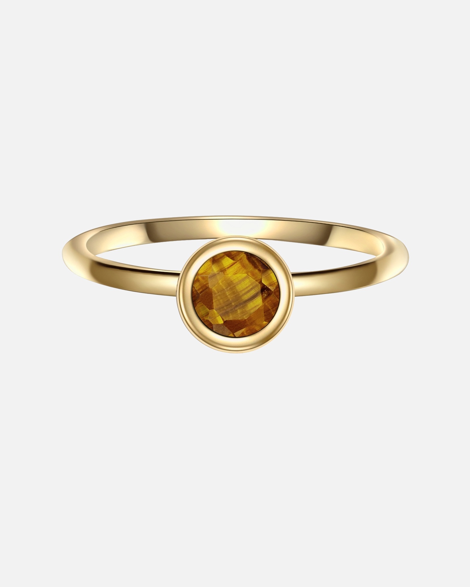 Bague pour Femme Glanzstücke München Bague en argent Argent sterling Oeil de tigre en Or jaune 54
