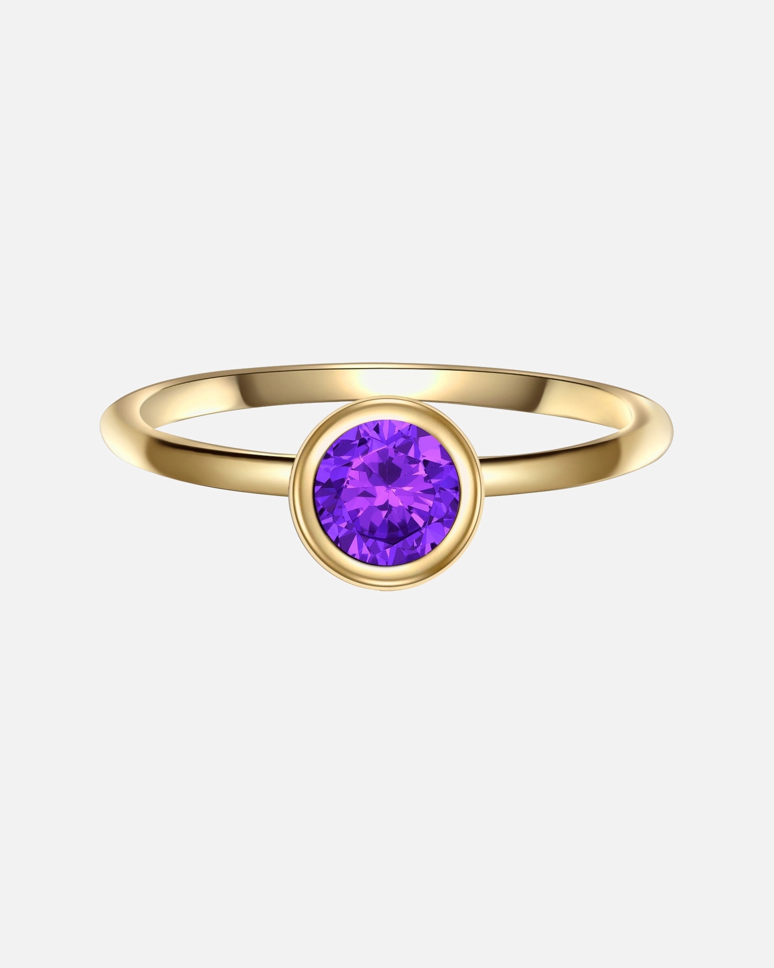 Bague pour Femme Glanzstücke München Bague en argent Argent sterling Améthyste en Or jaune 52