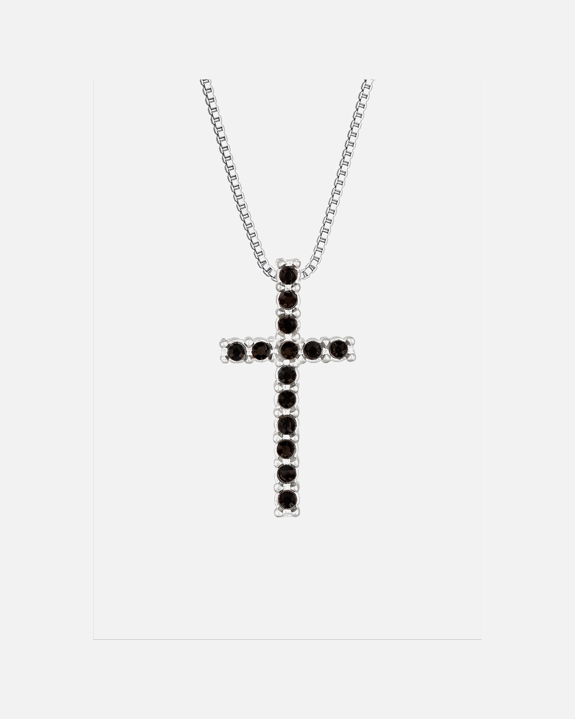 Collier pour Homme KUZZOI Collier avec pendentif Croix Cristaux de verre Noir 925 Sterling Silver 50