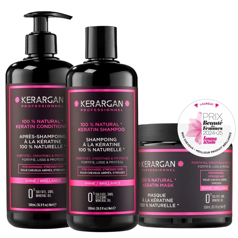 Kerargan - Kerargan - Trio Shampoing, Après-shampoing & Masque à la Kératine - 3x500 ml 1500 ml unisex