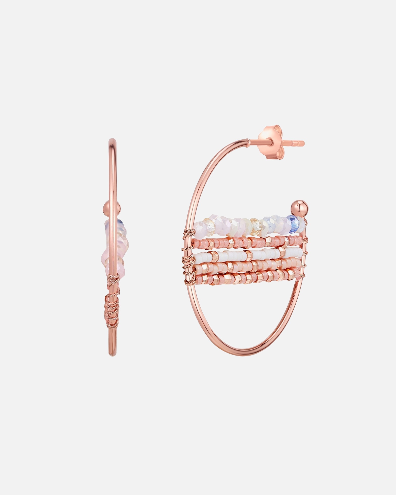 Créoles pour Femme Yokoamii Boucles d´oreilles en Laiton en Or rose 35,6 mm