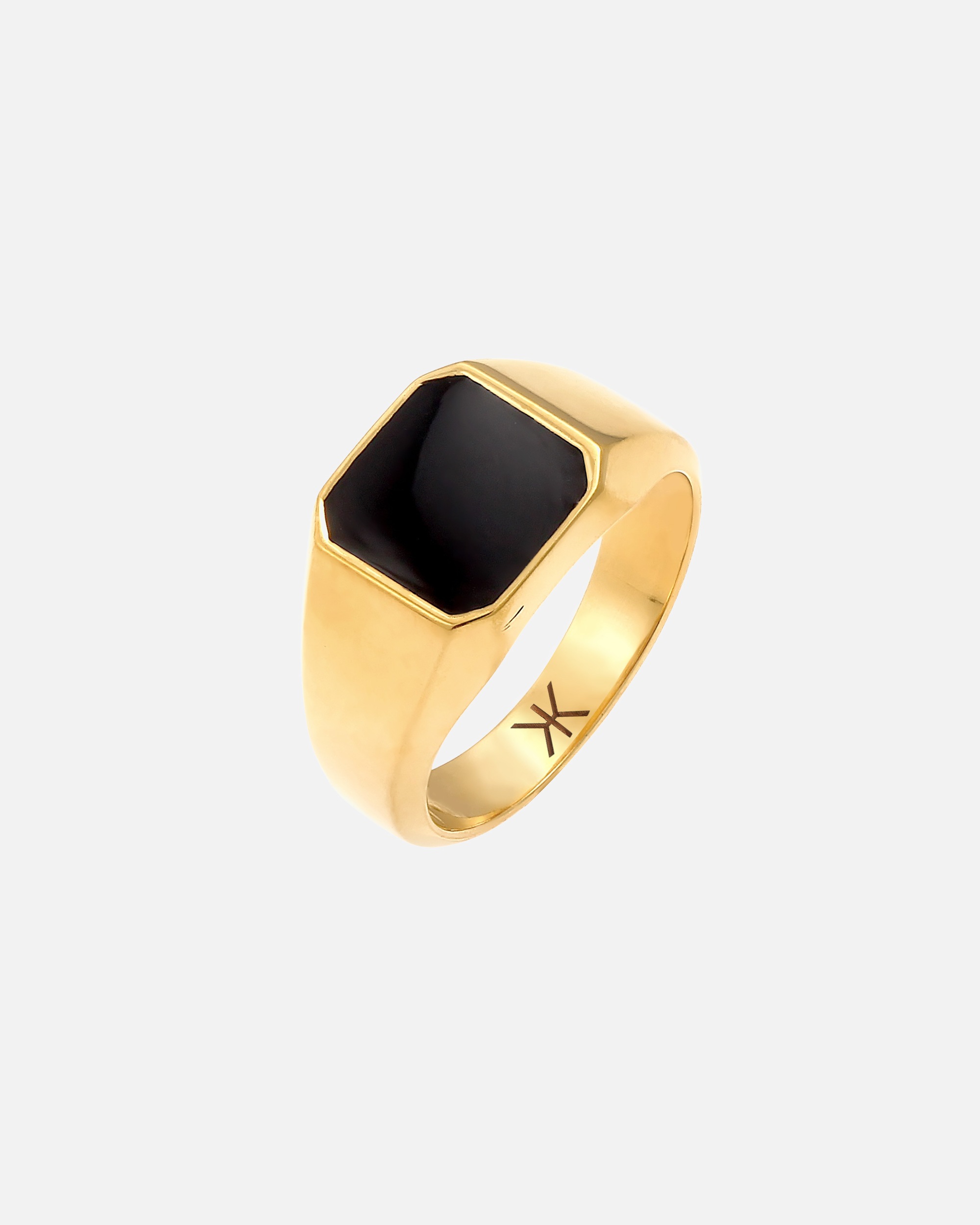 Bague pour Homme KUZZOI Bague sceau Homme Émail noir basique 925 Argent 54