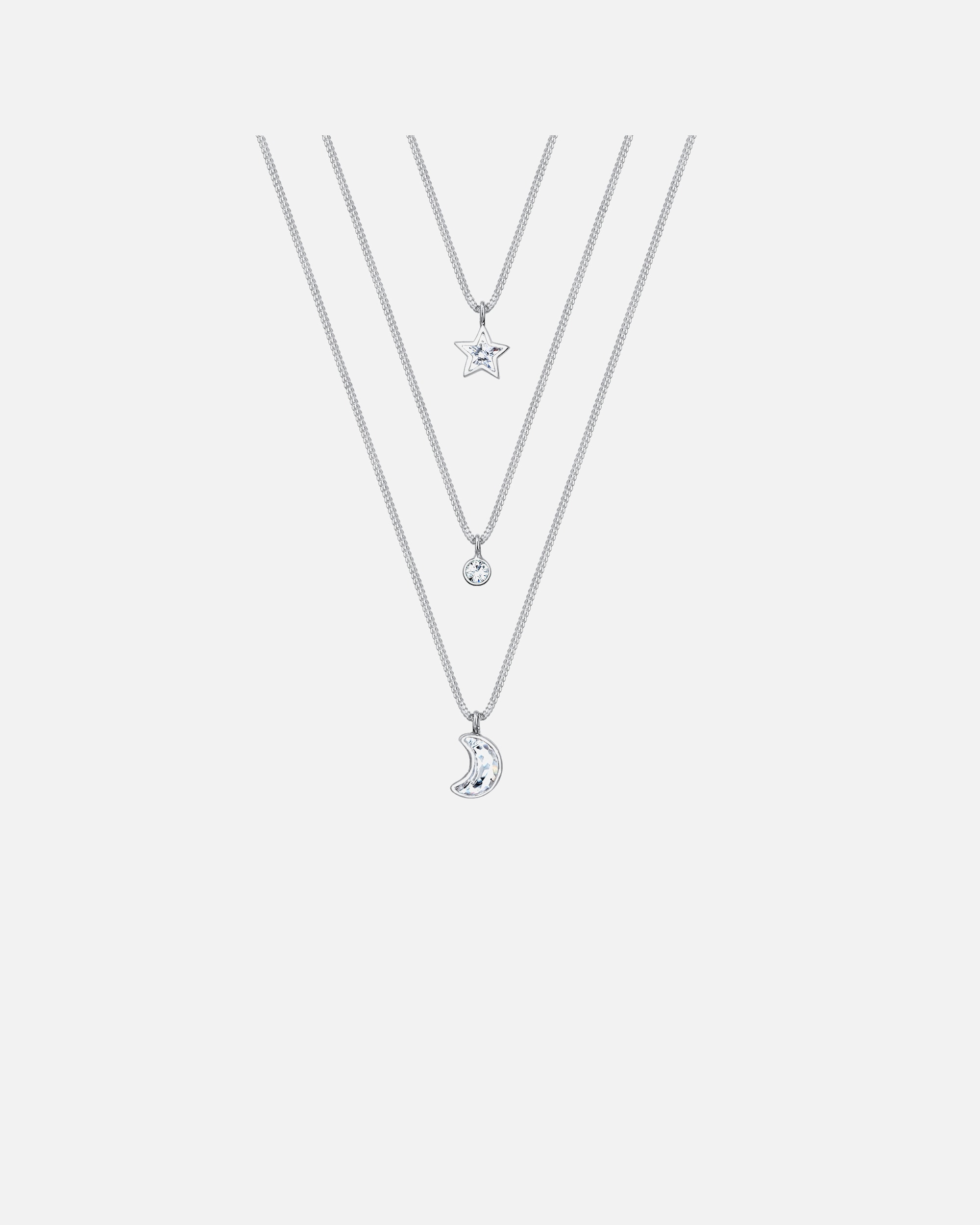 Collier pour Femme Elli Femmes couches look lune étoile avec cristaux en argent sterling 925 40