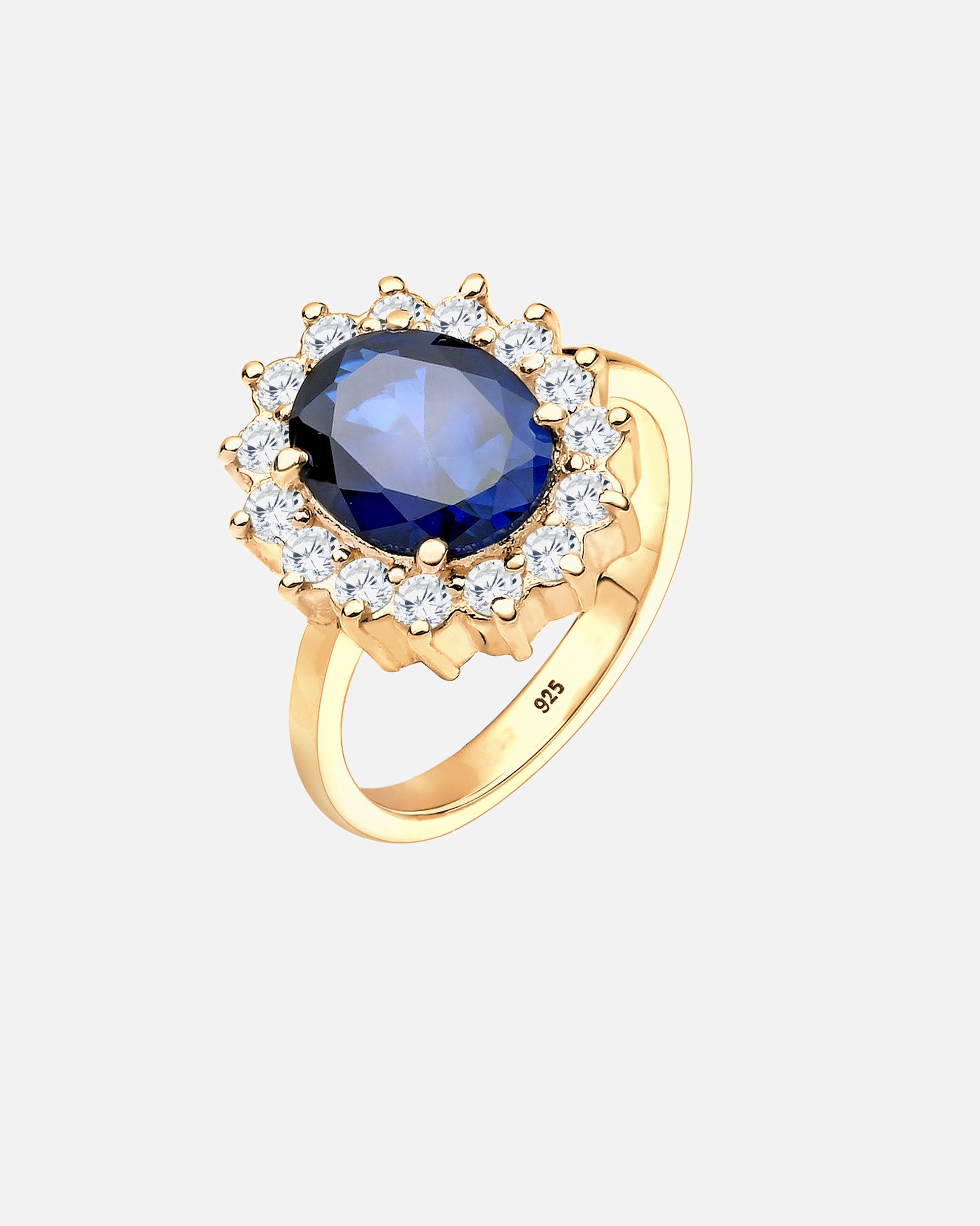 Bague pour Femme Elli Femmes Cocktail Royal avec Saphir Synthétique et Zirconium en Argent Sterling 925 54