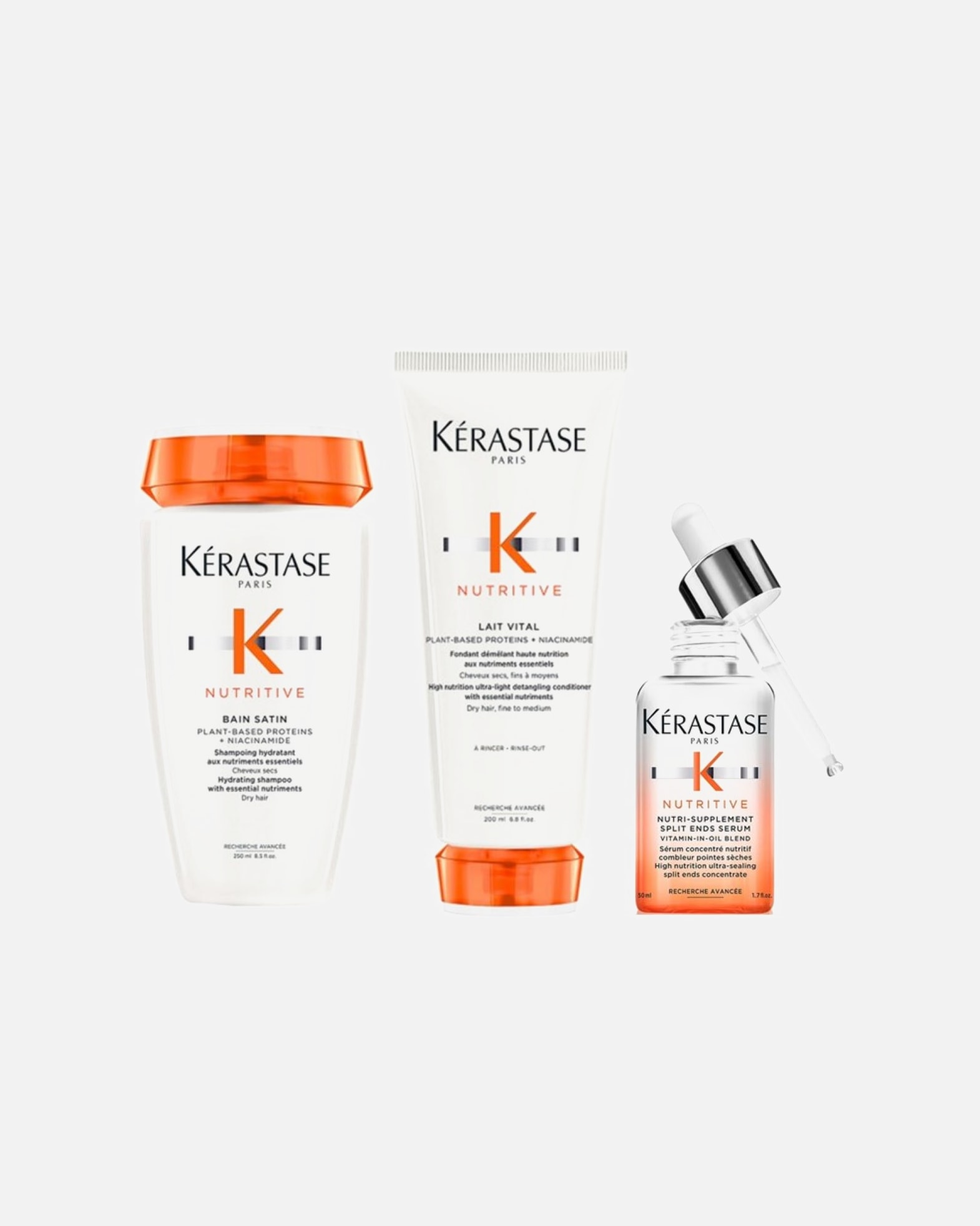 Coffret soin cheveux pour Femme Kérastase Nutritive Coffret Split Ends (Bain Satin/ Lait Vital/ Split Ends Serum) 1 pièce