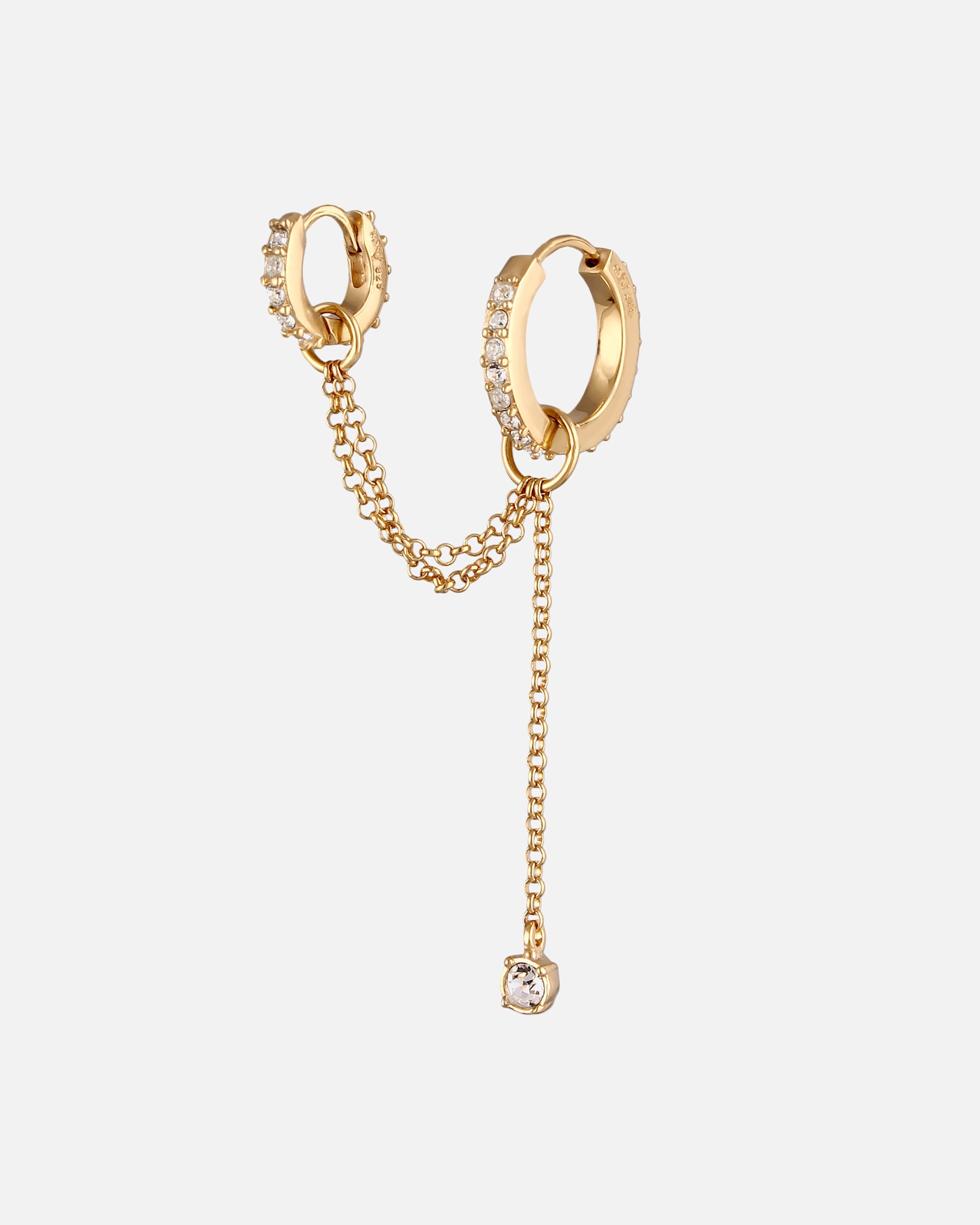 Boucles d'oreilles pour Femme Elli Earcuff Single with Stone Cristaux de Verre Blanc 925 Sterling Silver goldfarben