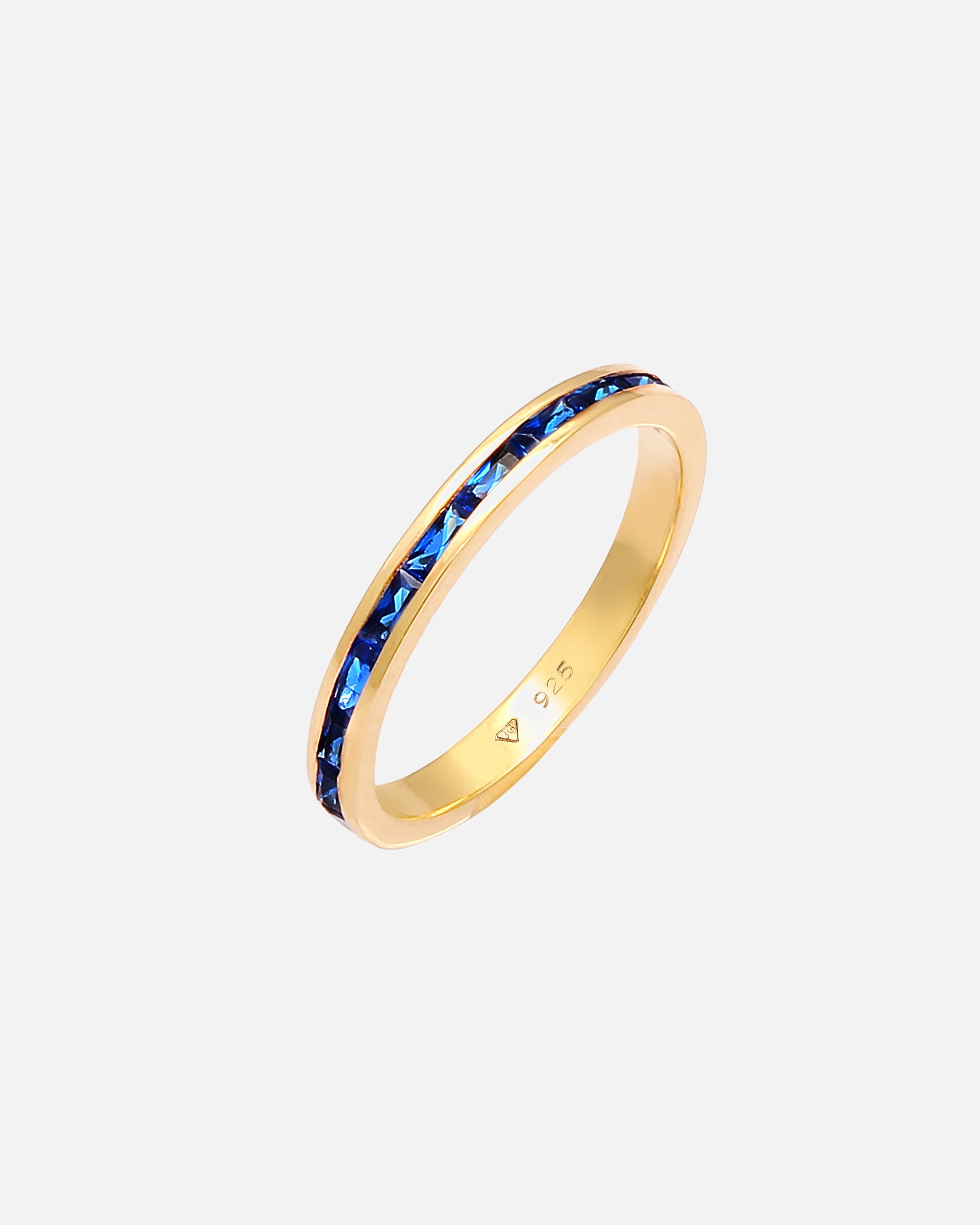 Bague pour Femme Elli Bague Ruban saphir synthétique 925 Argent Plaqué Or 56
