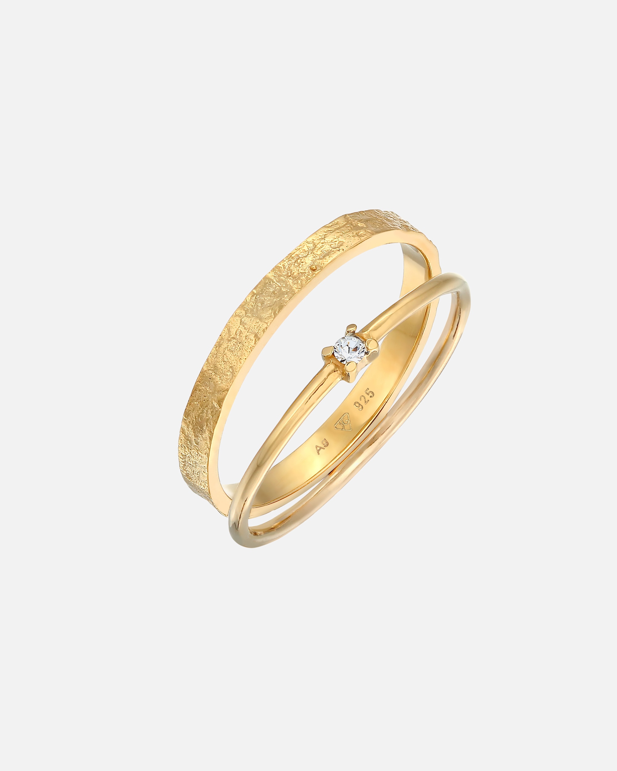 Bague pour Femme Elli Ring Stapelring Kristall Solitär Bandring Set 925 Silber 56