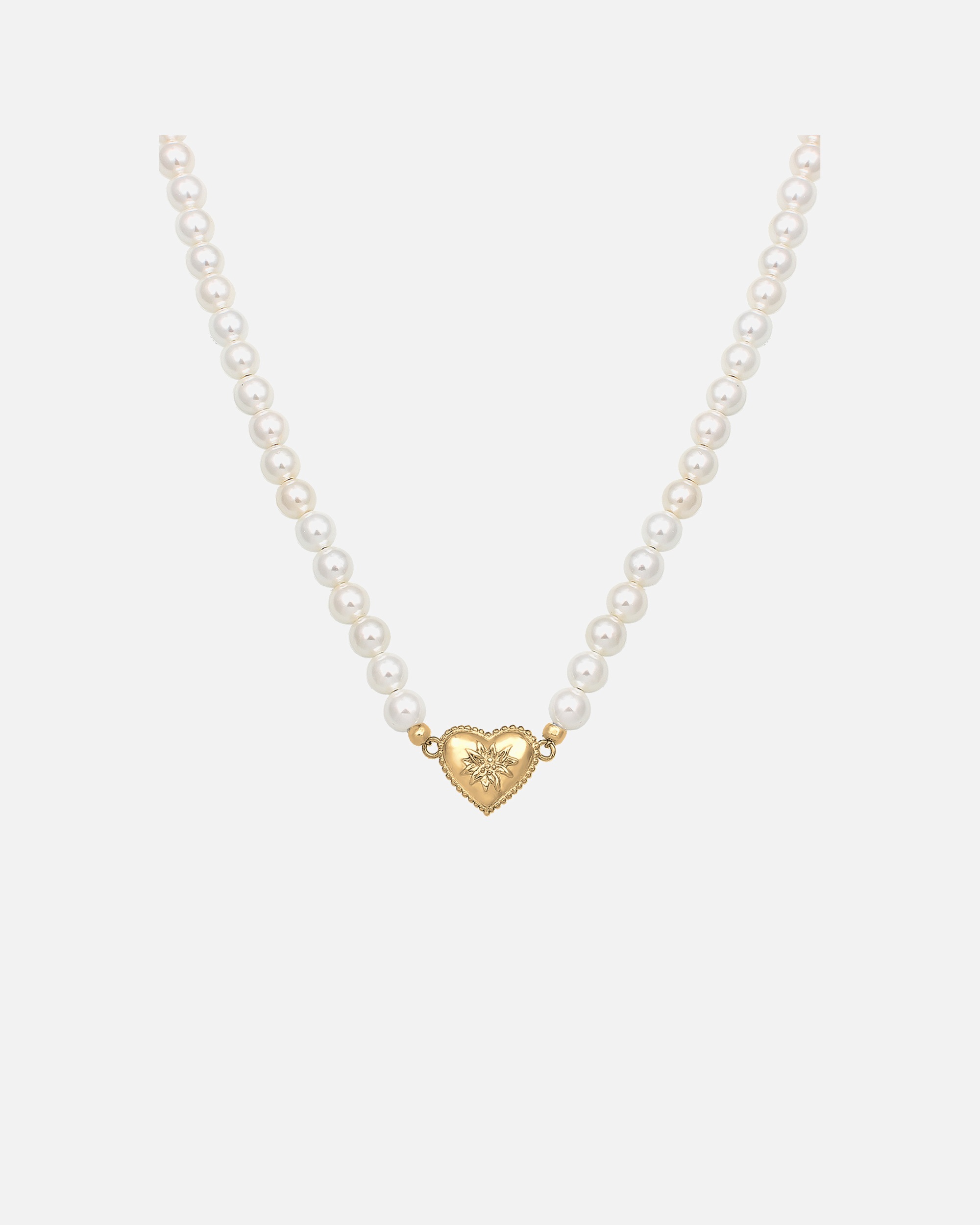 Collier pour Femme Elli Choker perle cœur édelweiss Argent 925 goldfarben