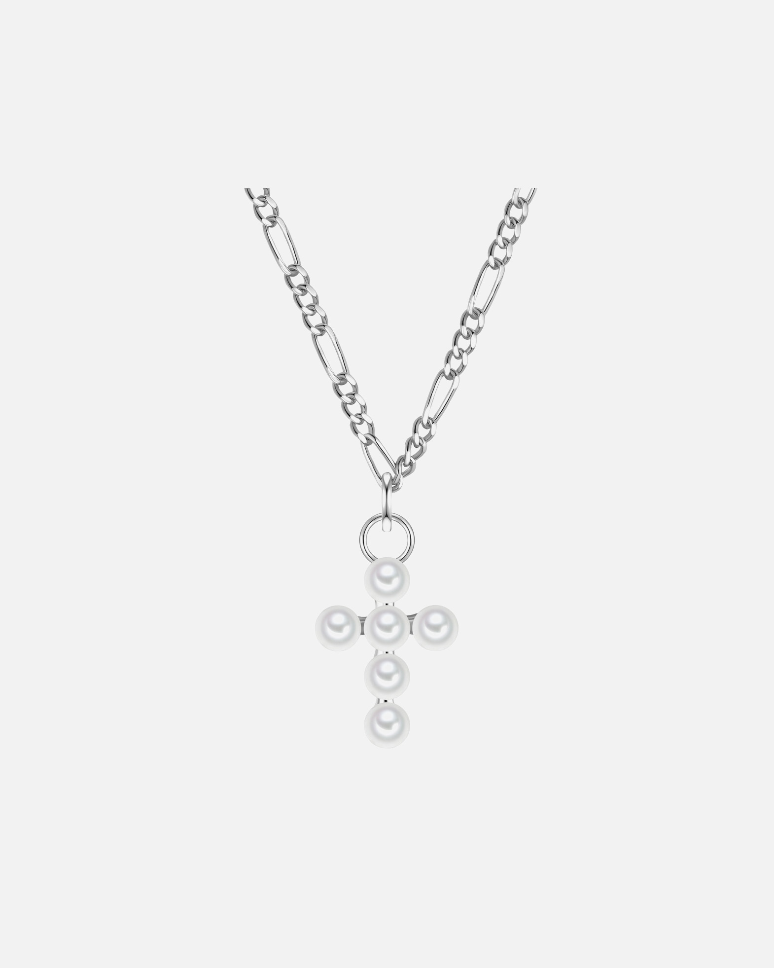 Collier pour Femme Glanzstücke München Collier Croix en argent sterling en argent avec perle de culture d'eau douce 43,0 cm Basiskette + 5,0 cm Verlängerung