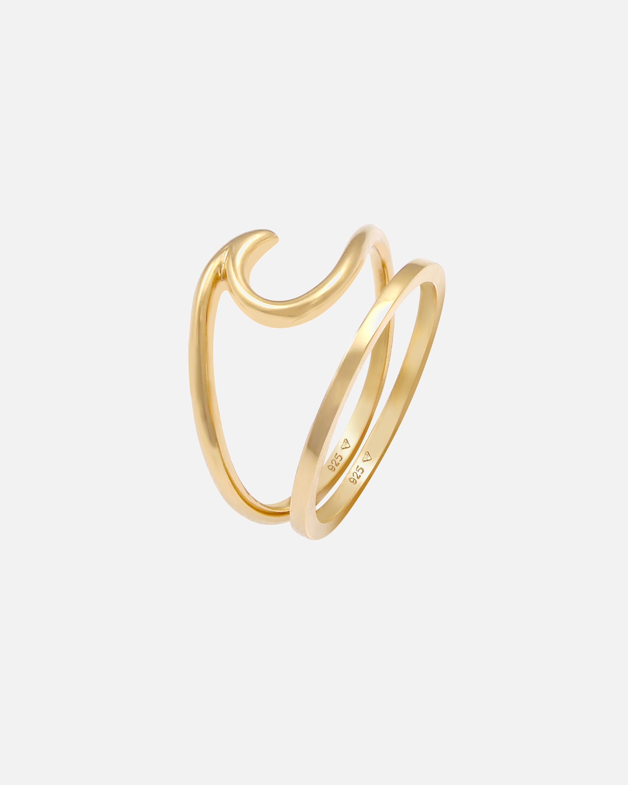 Bague pour Femme Elli Set de 2 Anneaux de bande Wave Welle Basique 925 Argent 56