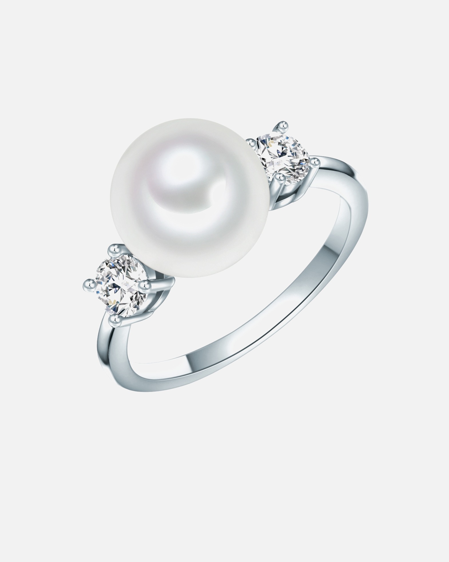 Bague pour Femme Rafaela Donata Bague avec perle Argent sterling Oxyde de zirconium (CZ) Perles organiques en Blanc 54