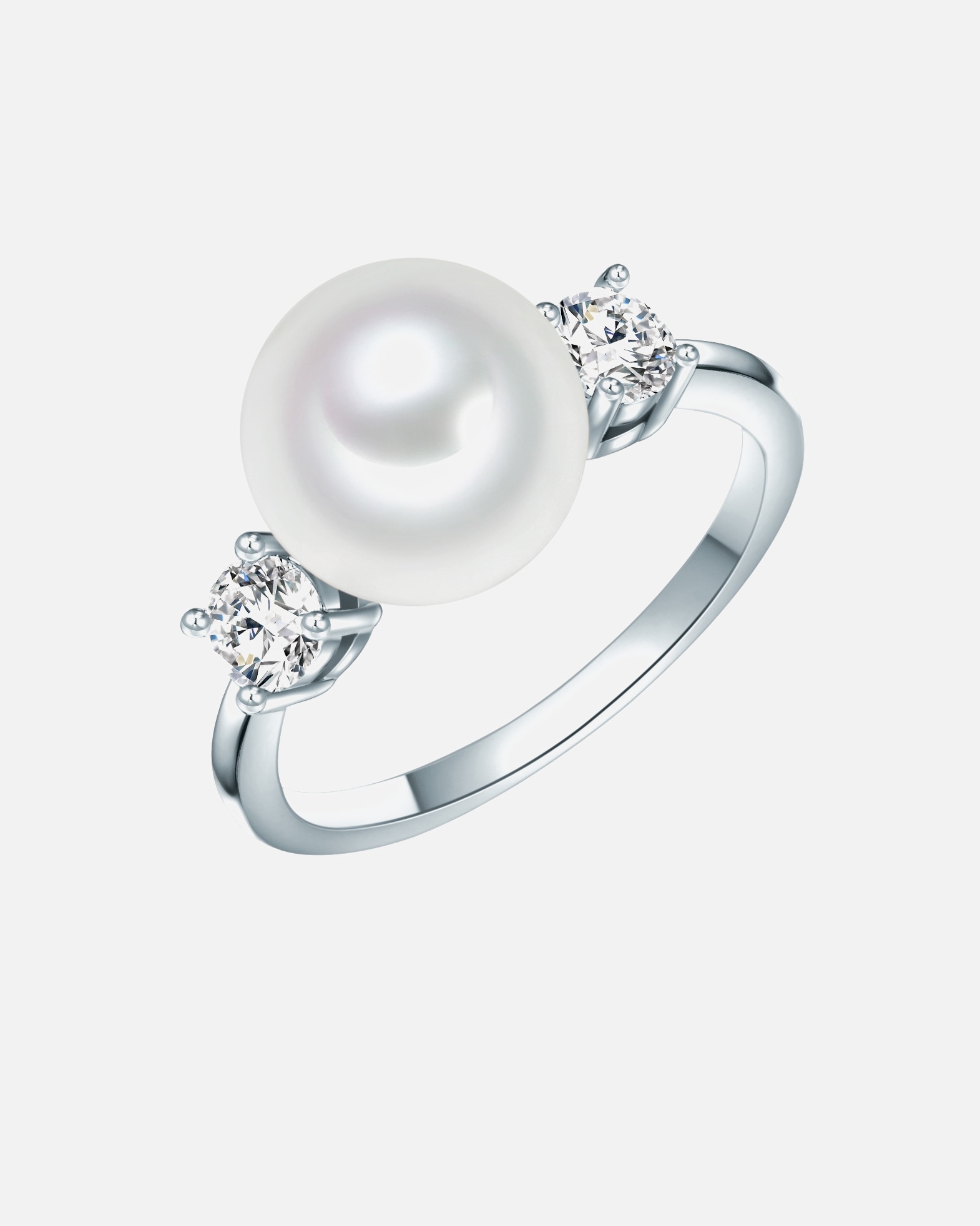 Bague pour Femme Rafaela Donata Bague avec perle Argent sterling Oxyde de zirconium (CZ) Perles organiques en Blanc 60