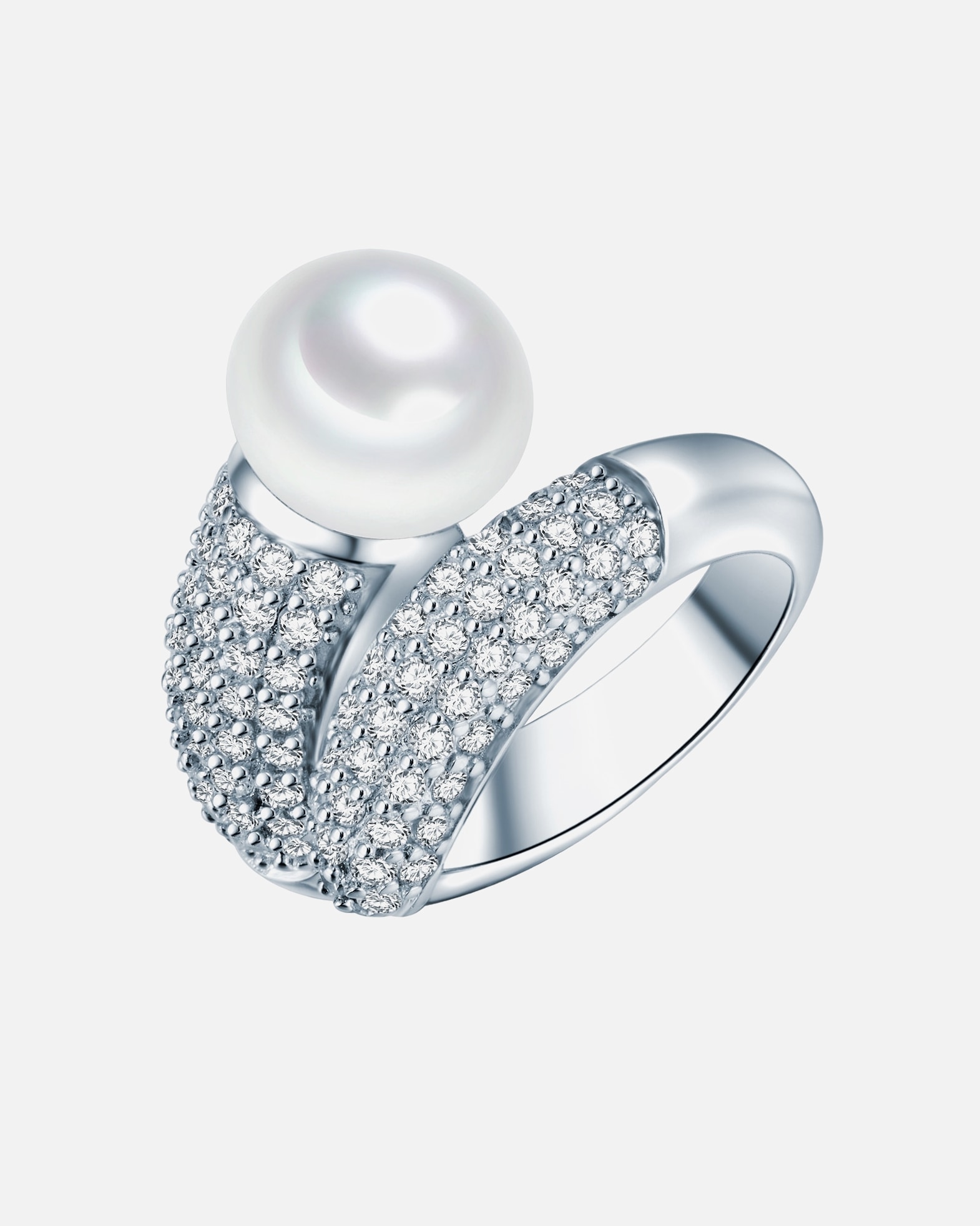 Bague pour Femme Valero Pearls Bague avec perle Argent sterling Oxyde de zirconium (CZ) Perle de culture d'eau douce en Argent 50
